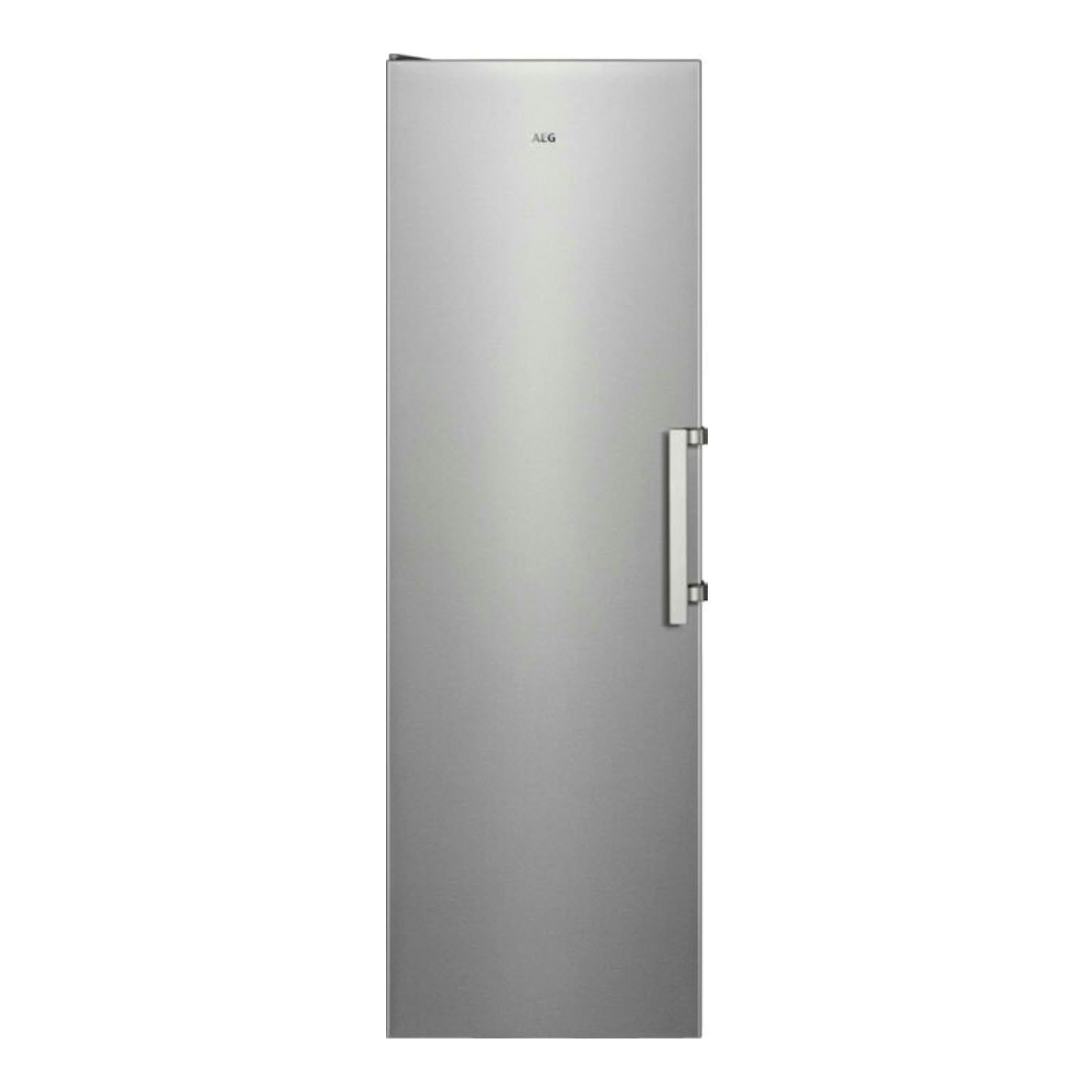 Congelador vertical AEG OAG7M281EX inox, vista frontal, con puerta y tirador lateral.
