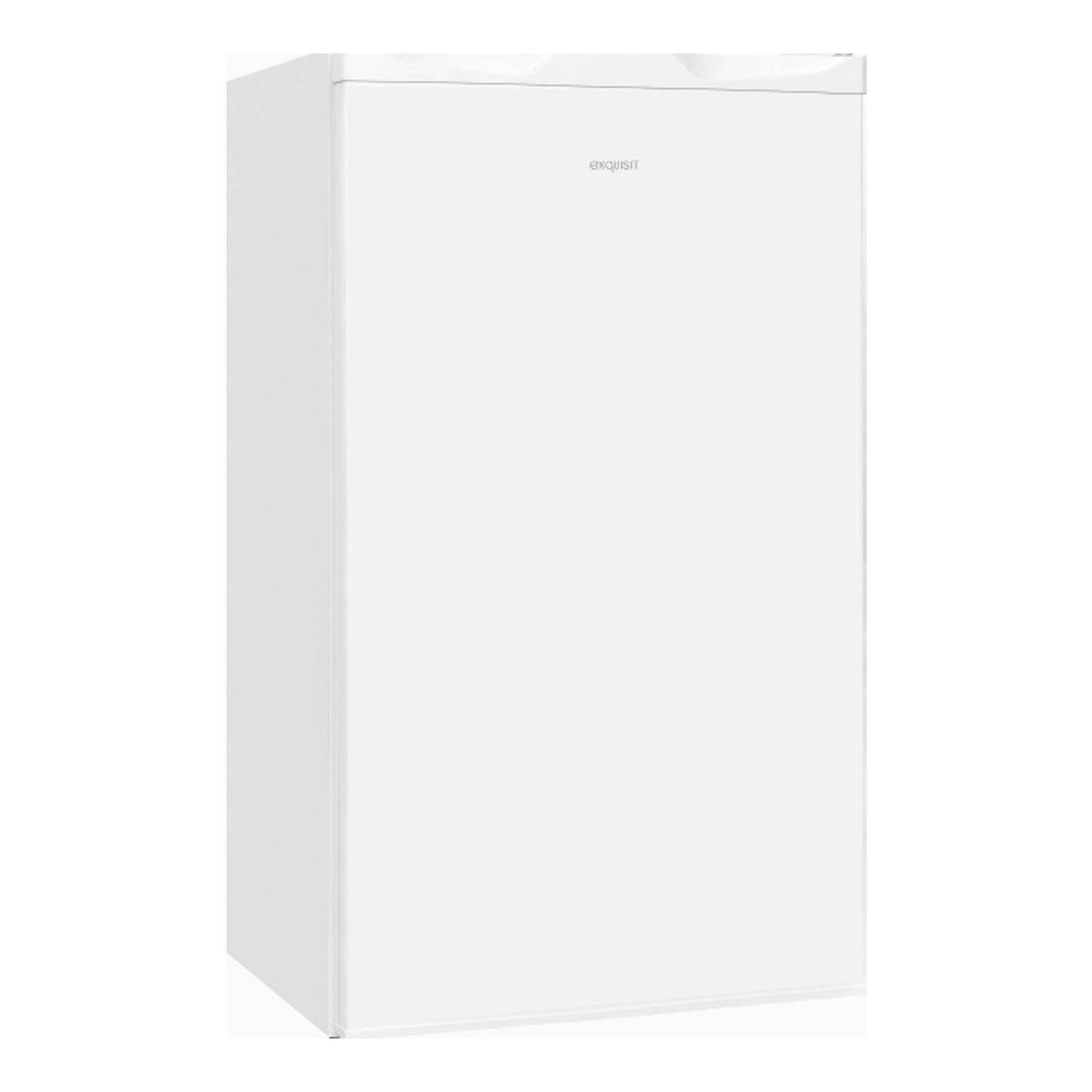 Congelador vertical Exquisit GS111-330E blanco, visto en ángulo frontal izquierdo.