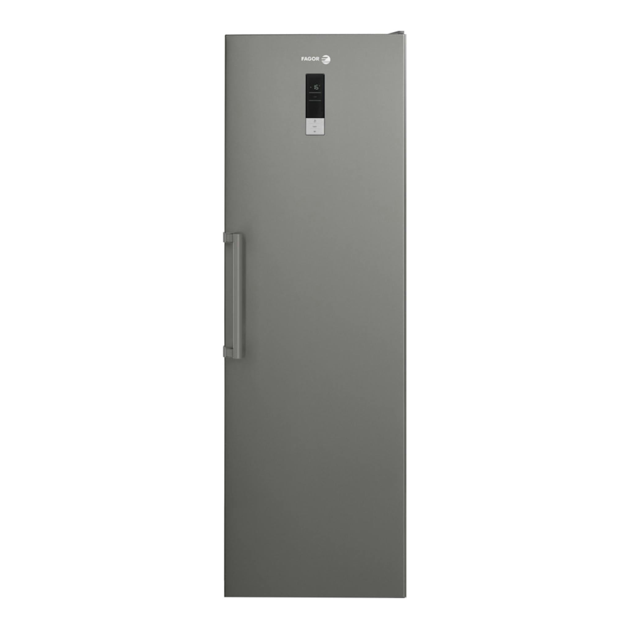 Congelador vertical Fagor 3ZFK-1875X inox, vista frontal, con puerta única, tirador izquierdo y panel superior.