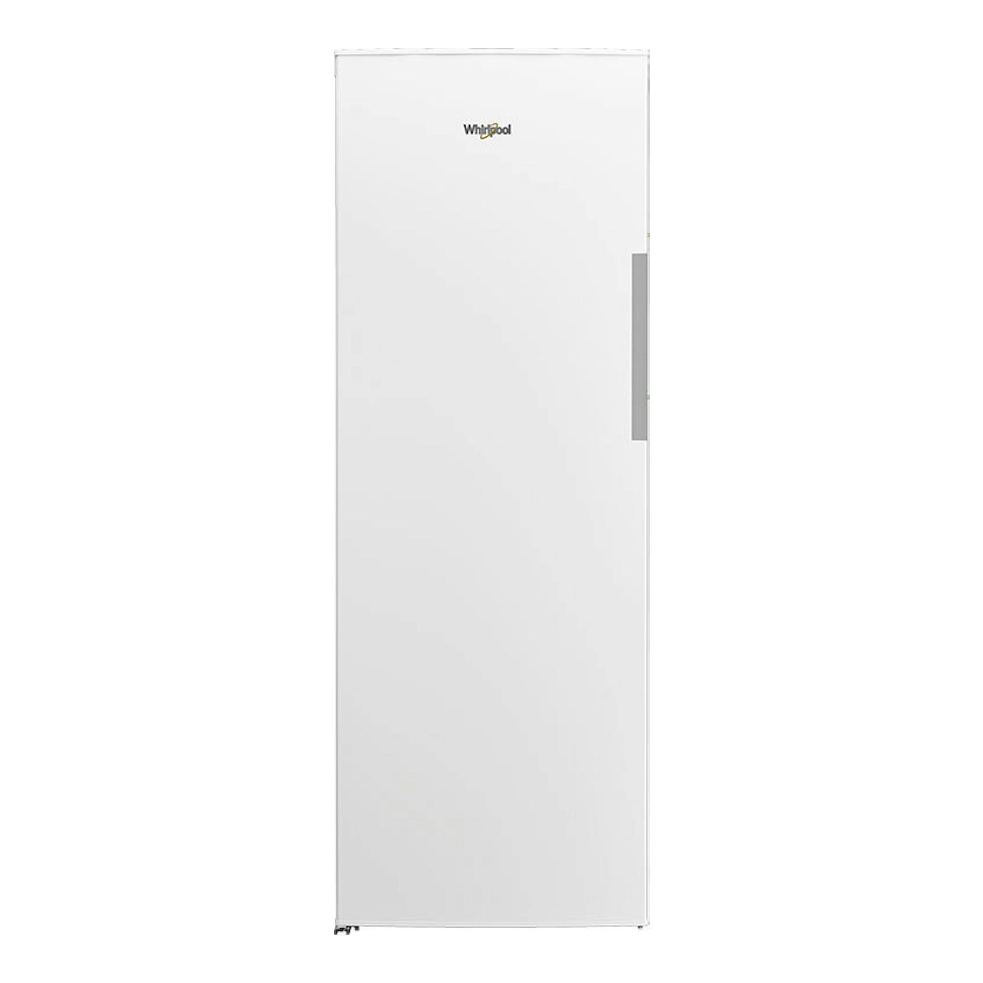 Congelador vertical Whirlpool WHMFF 1292 W4E blanco, vista frontal, con tirador lateral derecho.