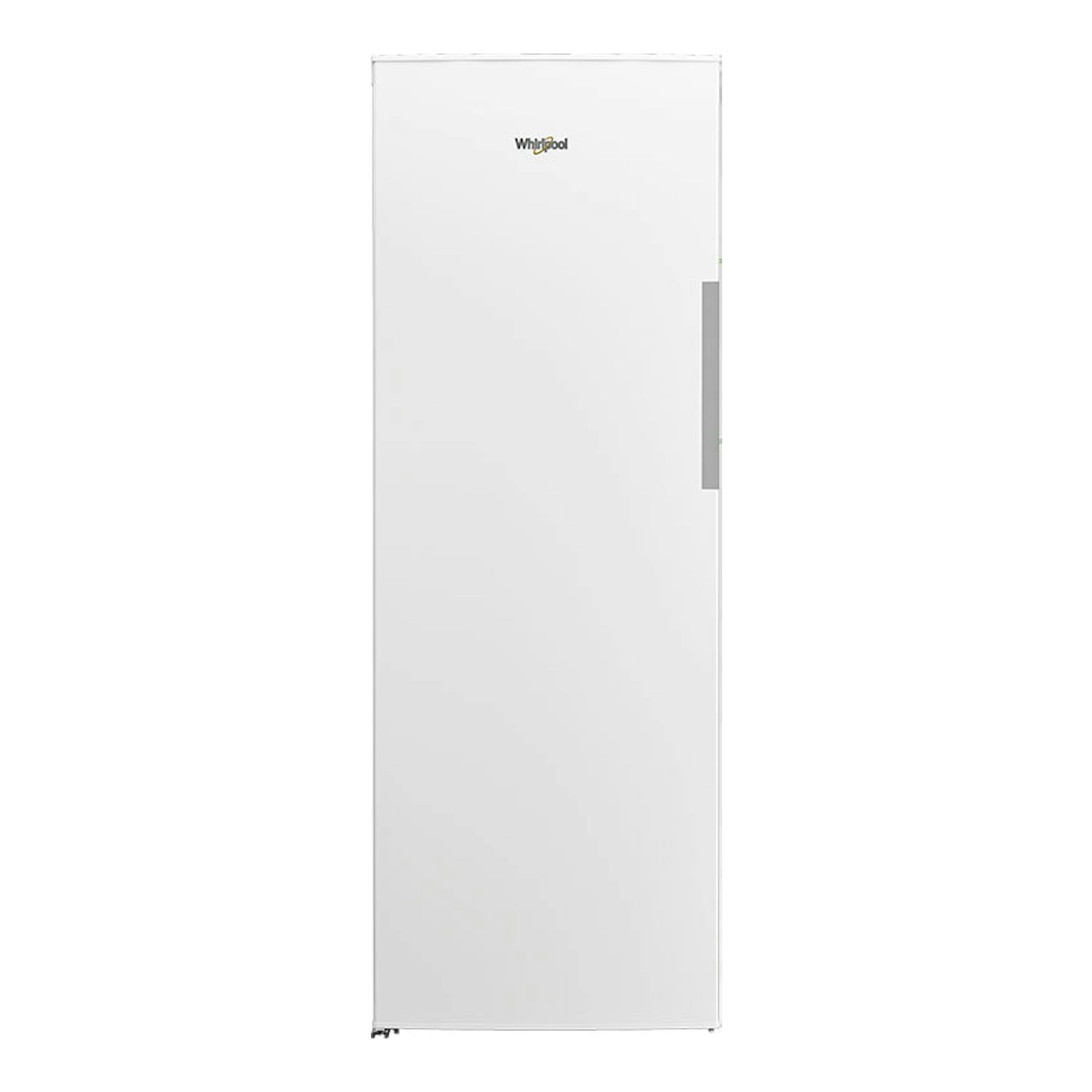 Congelador vertical Whirlpool WHMFF 1292 W4E blanco, vista frontal, con tirador lateral derecho.