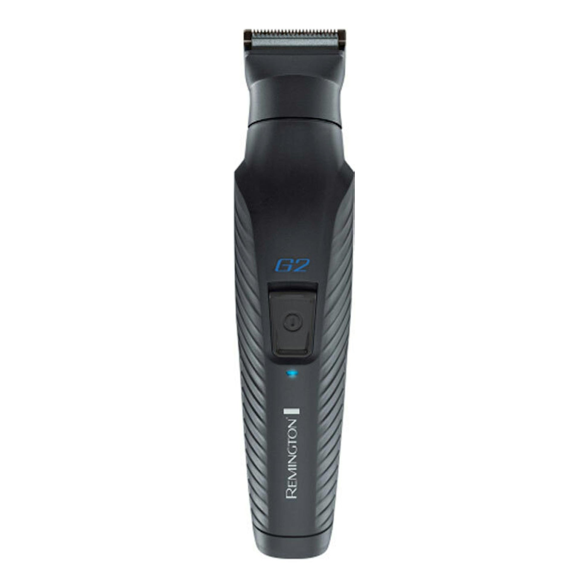 Cortapelos Remington PG2000 G2 negro, vista frontal, con botón central y cuchilla superior.