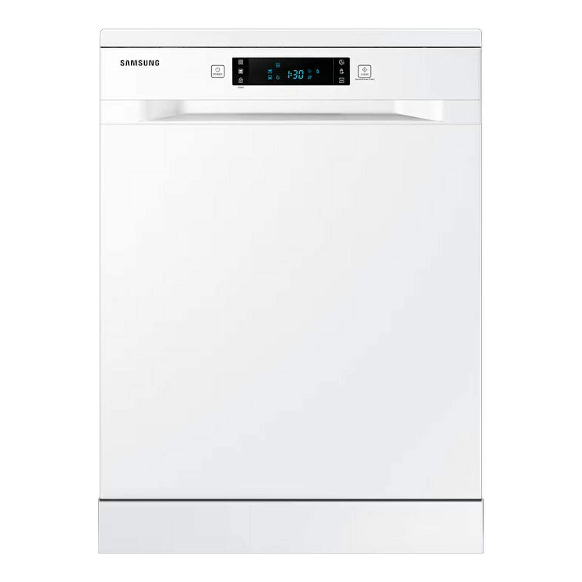 Lavavajillas Samsung DW60A6092FW/EF blanco, vista frontal con panel de control digital.