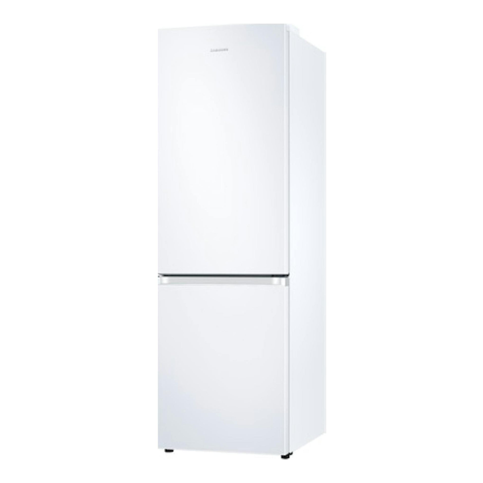 Frigorífico combi Samsung RB34C605CWW/EF blanco, vista frontal ligeramente angulada, con dos puertas.