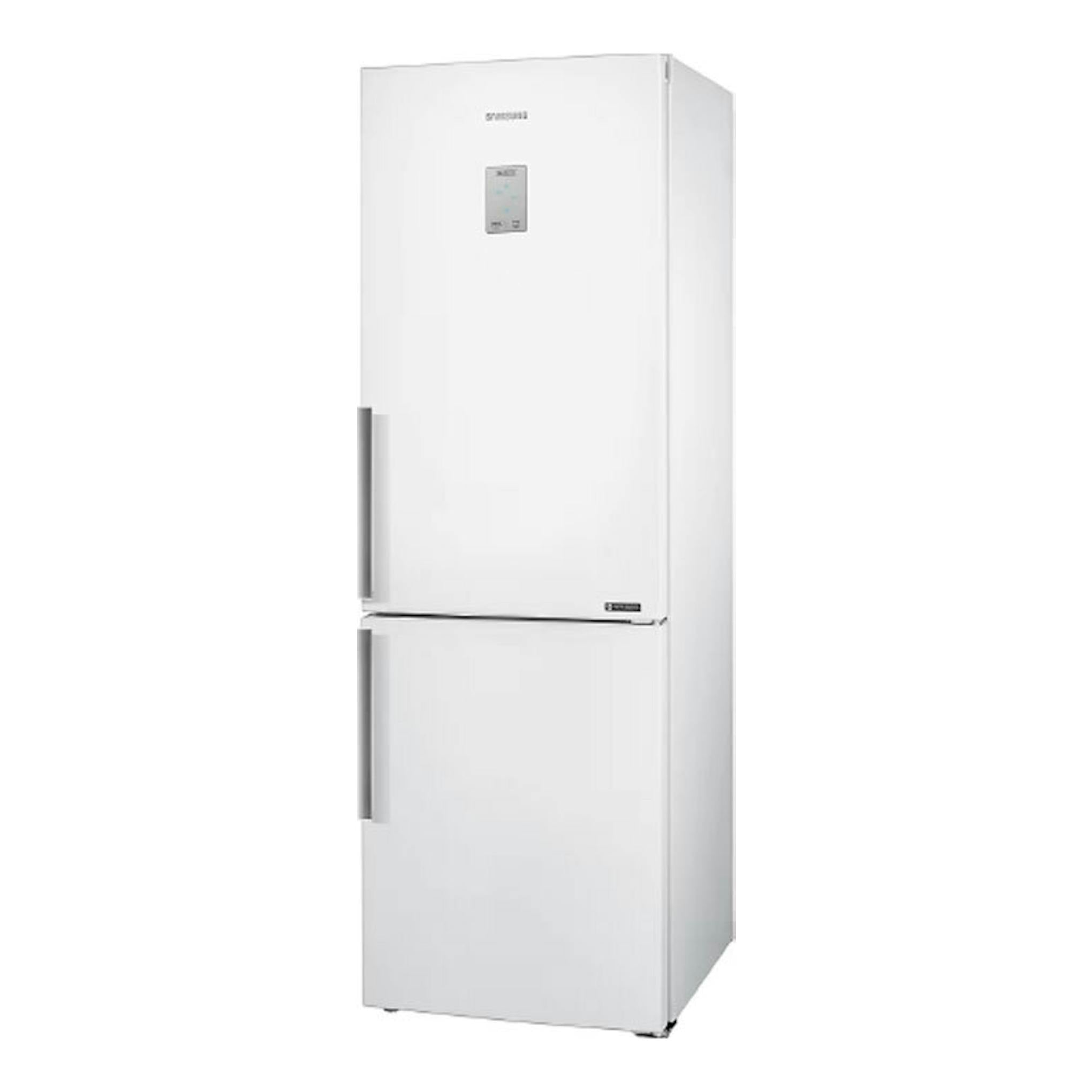 Frigorífico combi Samsung RB33J3515WW/EF blanco, vista frontal en ángulo, dos puertas.