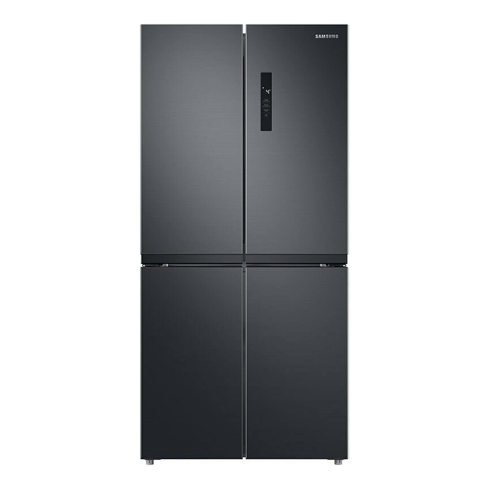 Frigorífico americano Samsung RF48A400EB4/EF grafito, vista frontal de cuatro puertas.