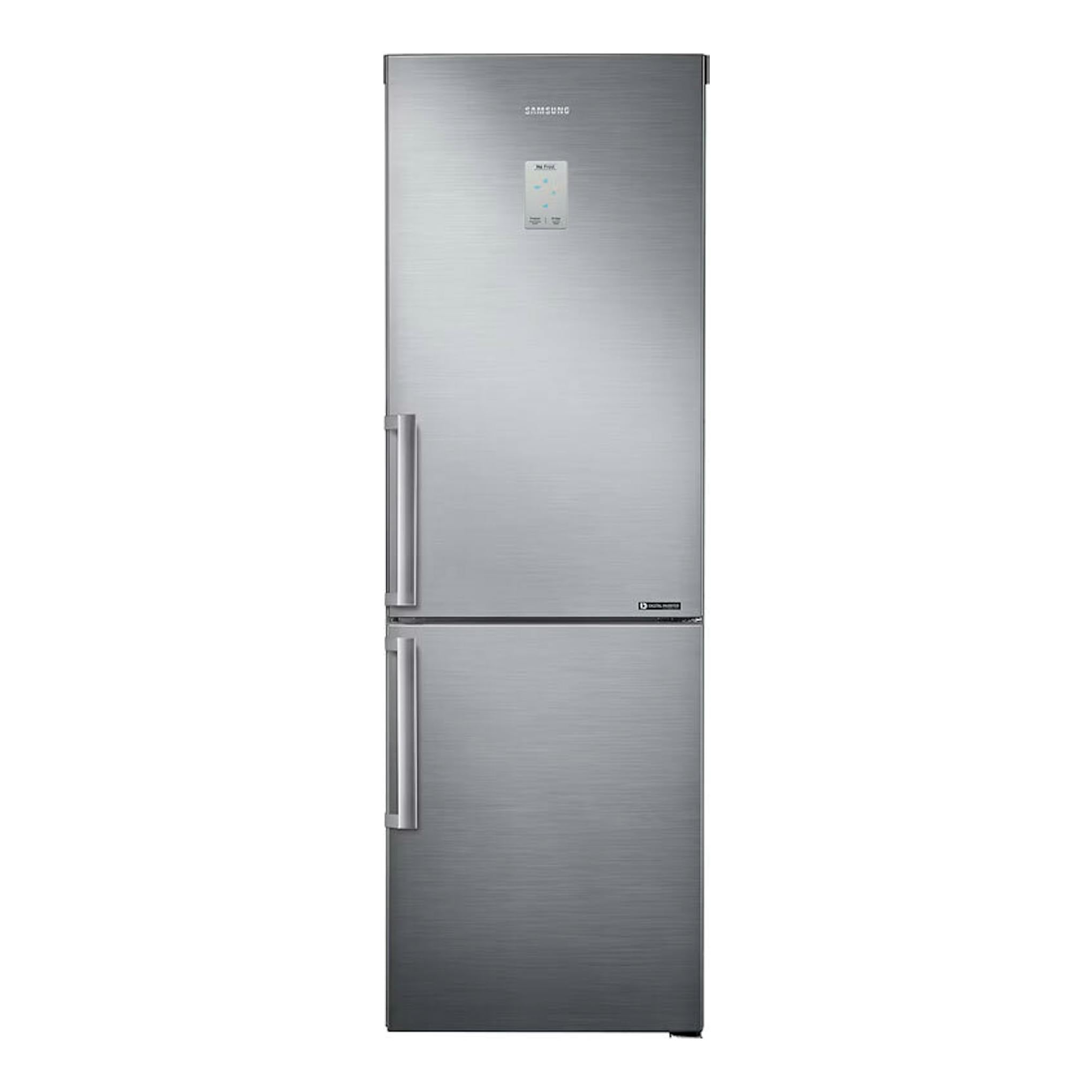Frigorífico combi Samsung RB33J3515S9/EF inox, vista frontal, con dos puertas y tiradores verticales.