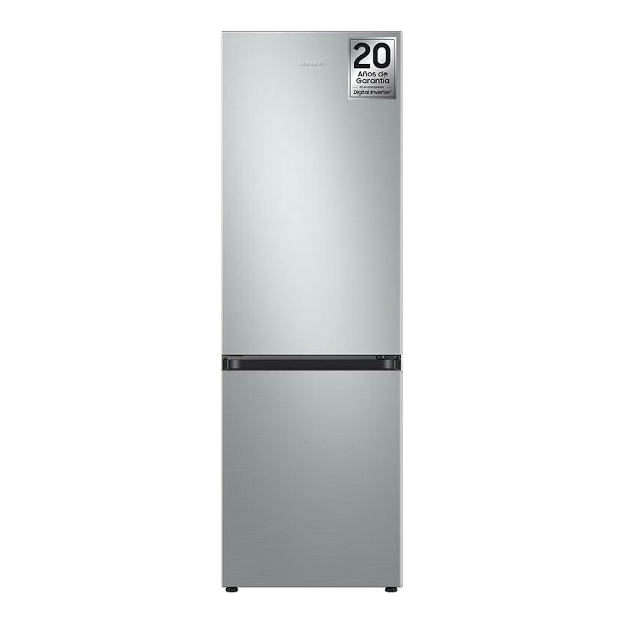 Frigorífico combi Samsung RB34C600CSA/EF inox, vista frontal, con congelador inferior.