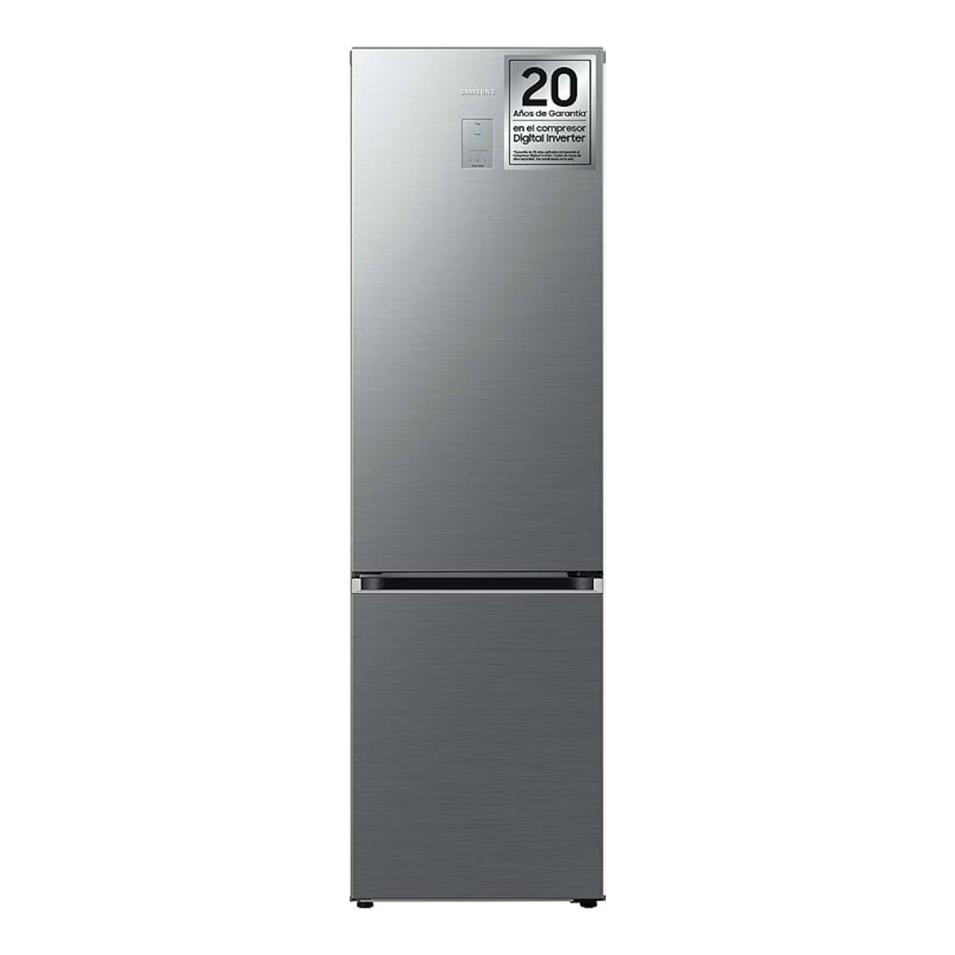 Frigorífico combi Samsung RB38C776ASR/EF de inox, vista frontal, con congelador inferior.