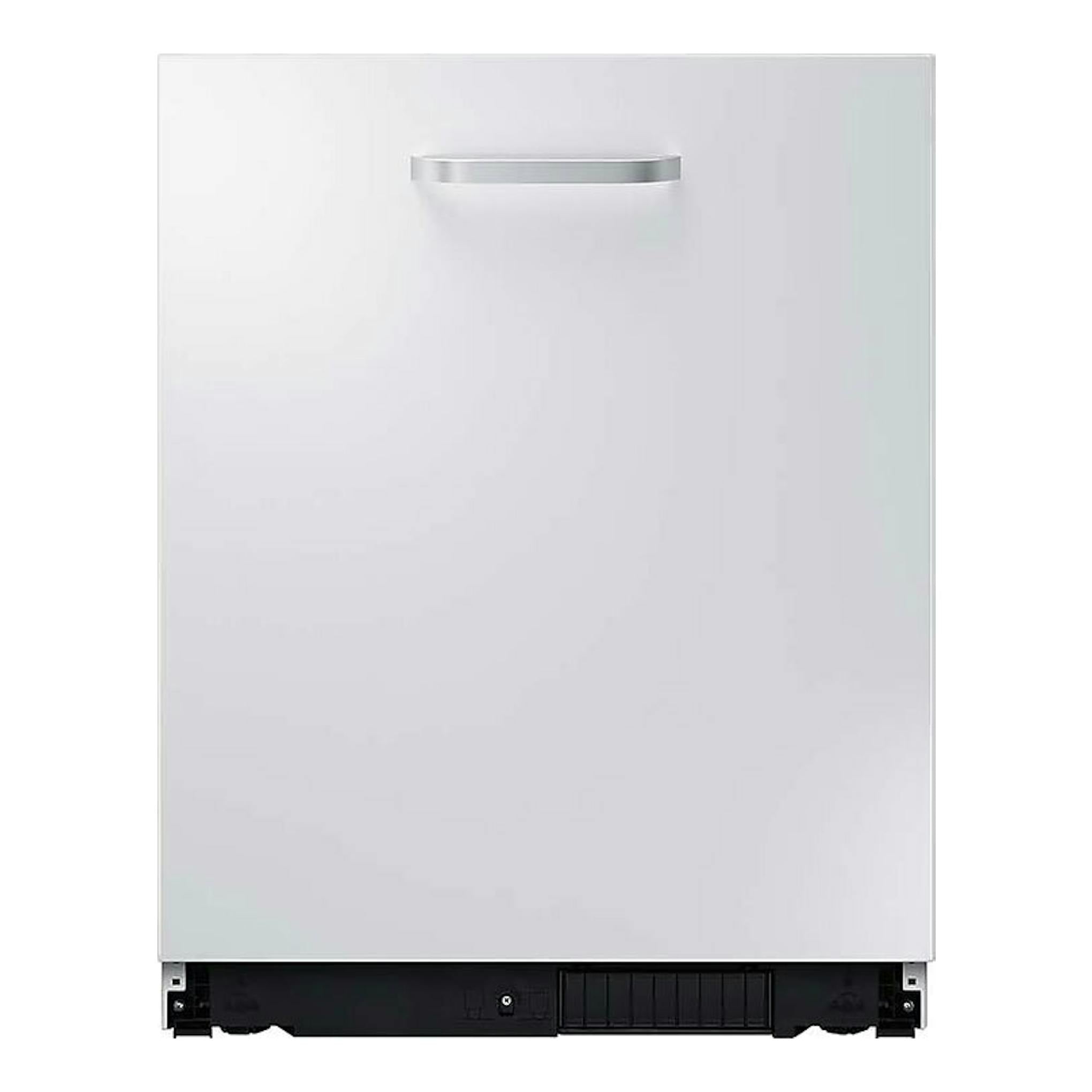 Lavavajillas integrable Samsung DW60M6040BB/EO blanco, vista frontal, con asa superior y base negra.