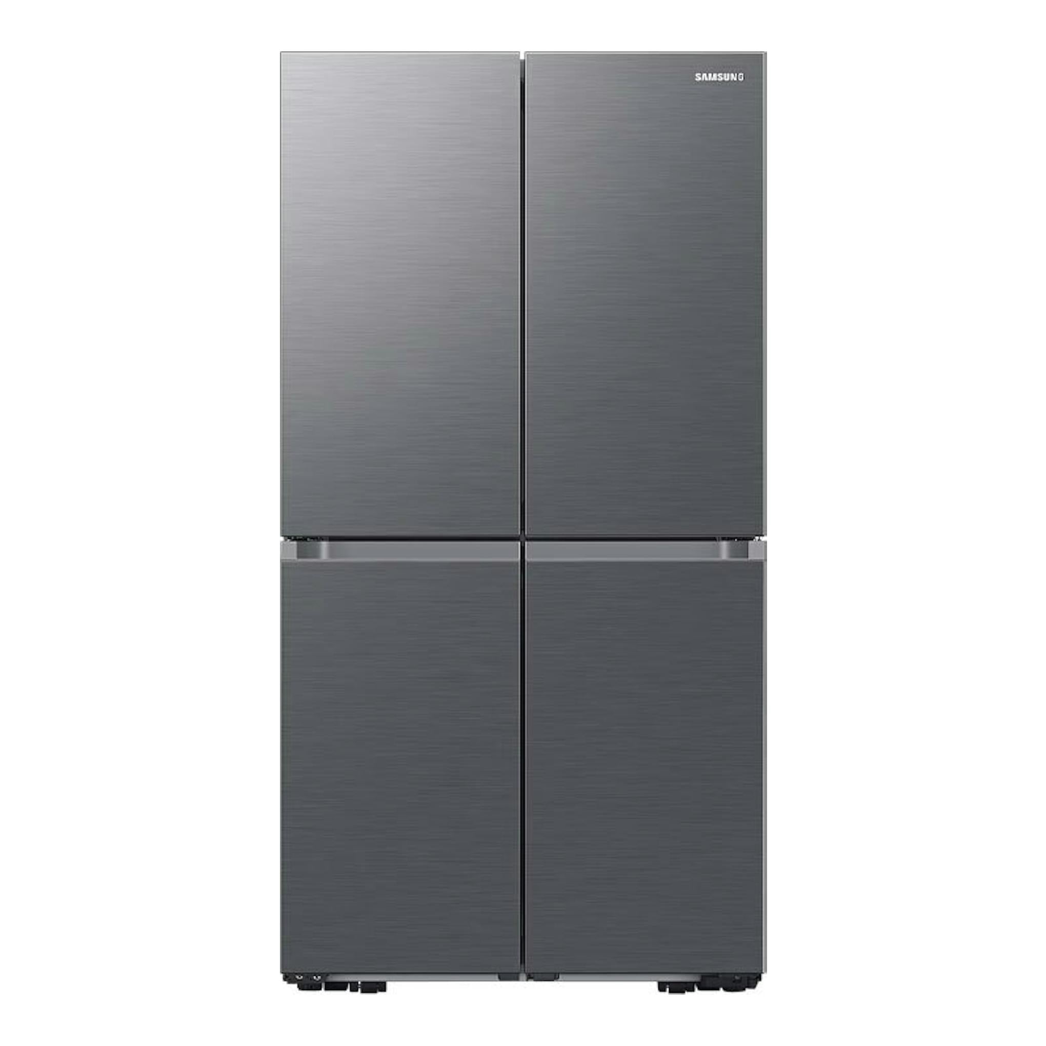 Frigorífico americano Samsung RF59C70TES9/ES inox, vista frontal, cuatro puertas.