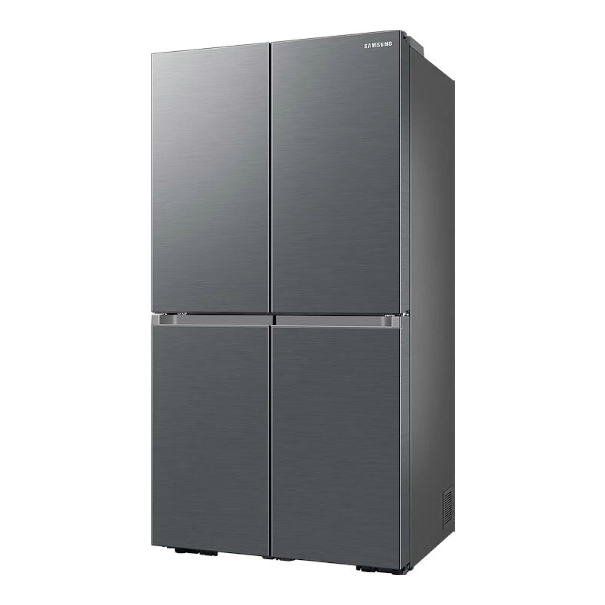 Frigorífico americano Samsung RF59C70TES9/ES inox, vista frontal de cuatro puertas.