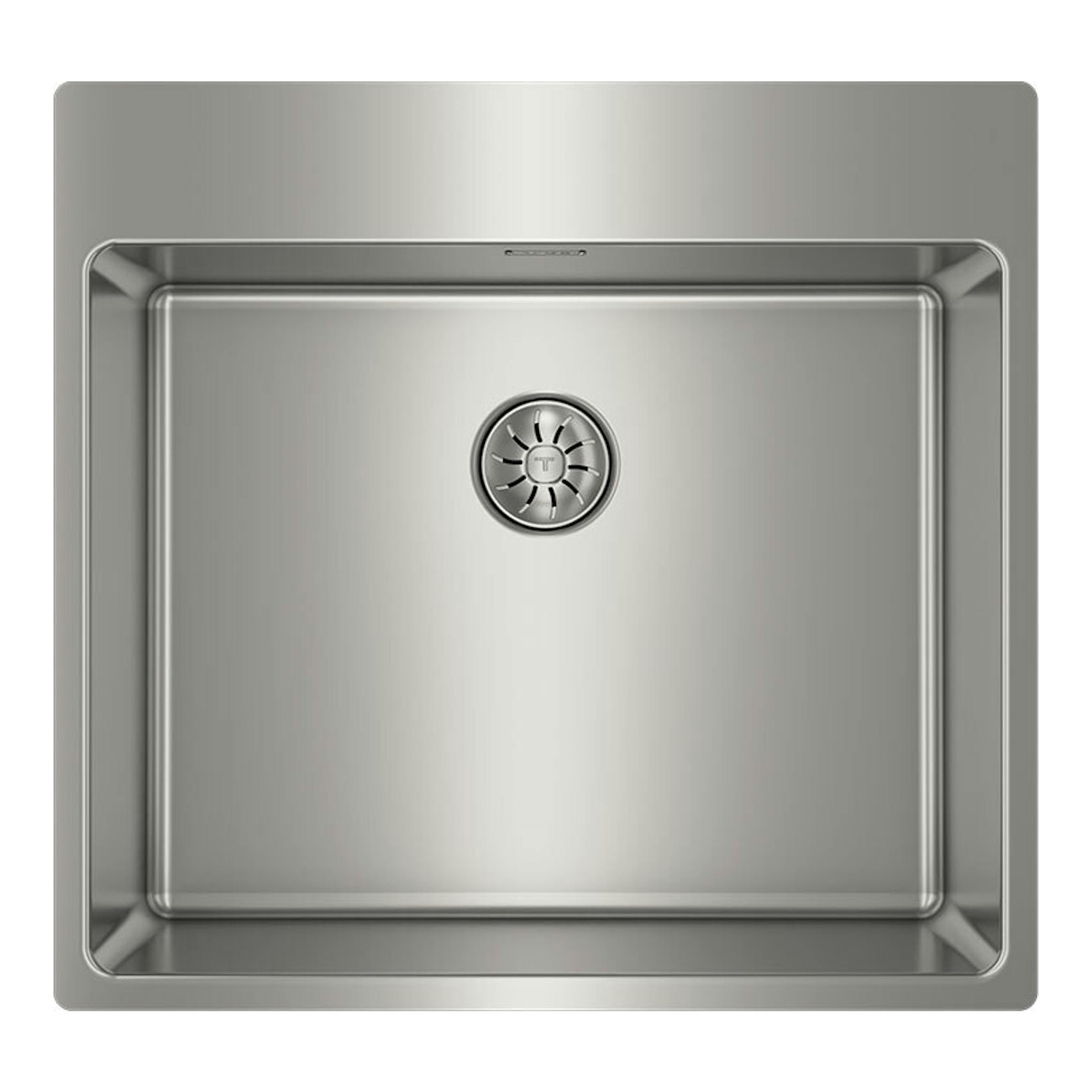 Fregadero Teka Forlinea RS15 5040 de acero inoxidable, vista superior, cubeta única cuadrada.