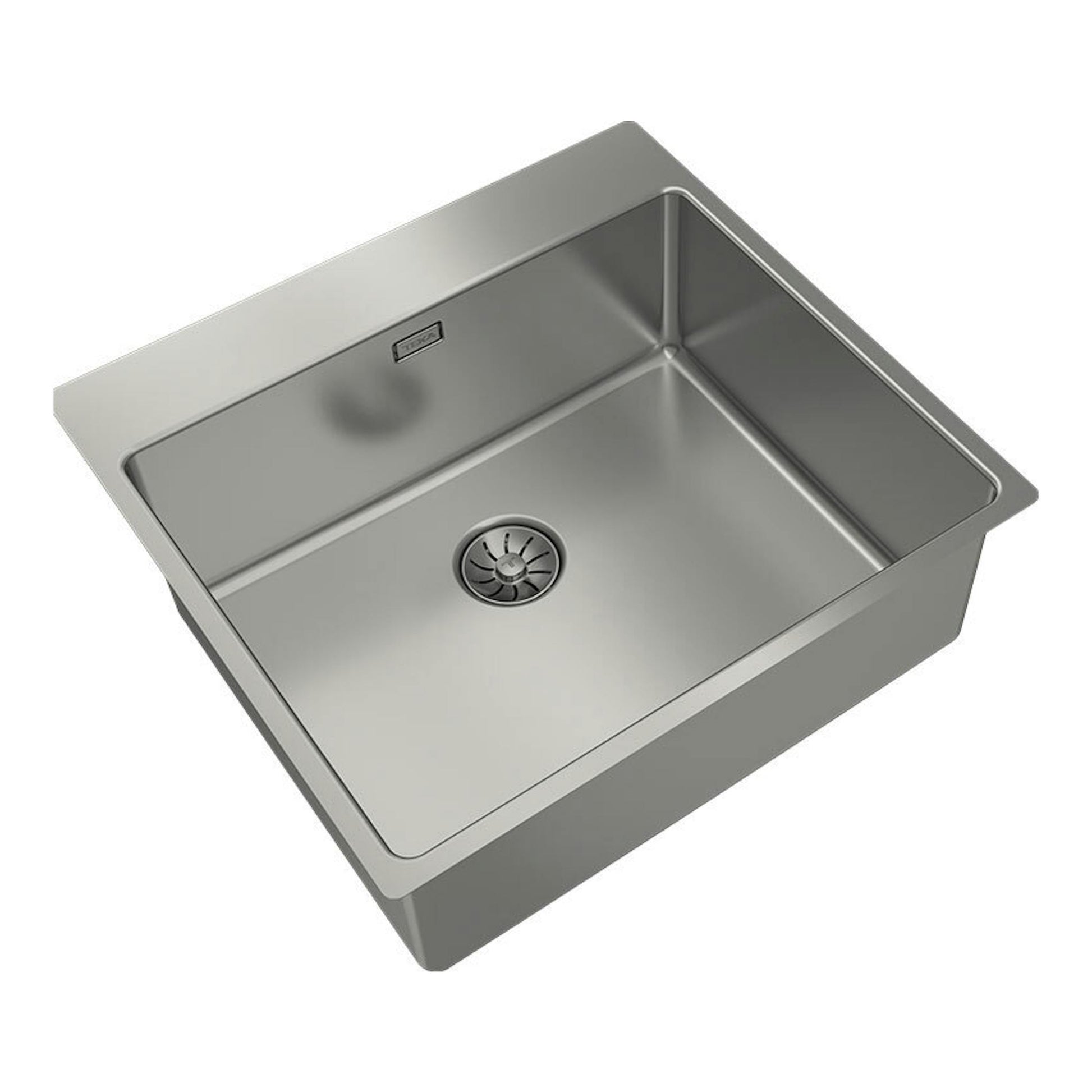 Fregadero Teka Forlinea RS15 5040 Inox, vista cenital en ángulo, acero inoxidable, cubeta única.