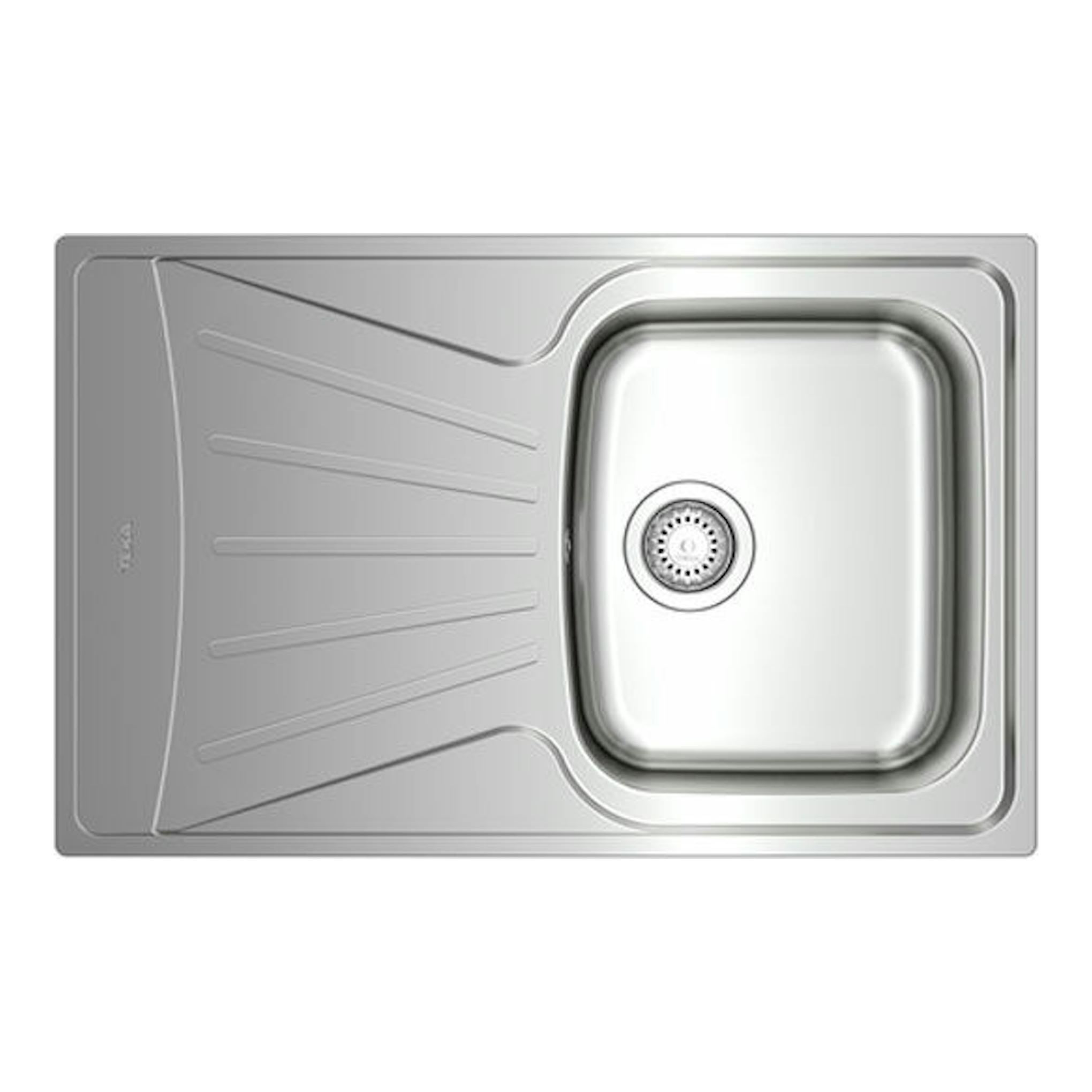 Fregadero Teka Starbright 45 E-XP 1C 1E reversible, vista superior, acero inoxidable, cubeta derecha.