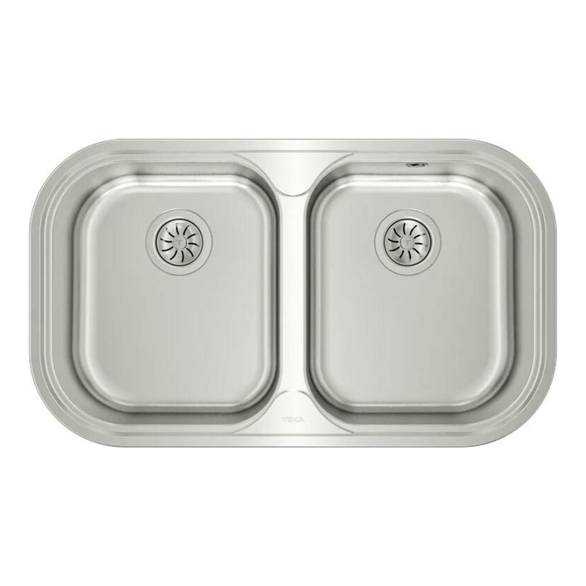 Fregadero Teka STYLO 2C Inox de doble seno, vista superior, acero inoxidable.
