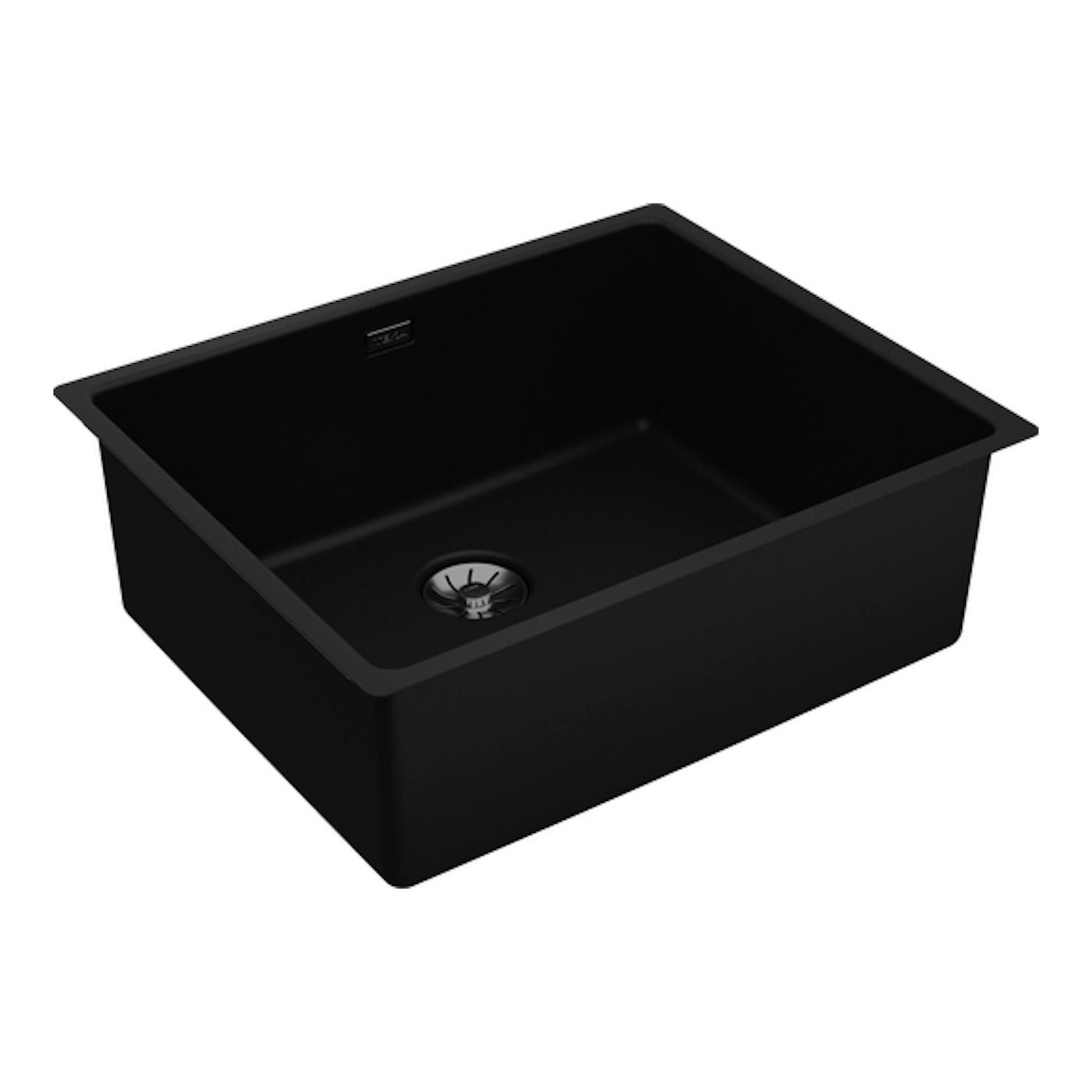 Fregadero Teka TopLine RS15 50.40 FBK negro, vista superior en ángulo, una cubeta de acero inoxidable.