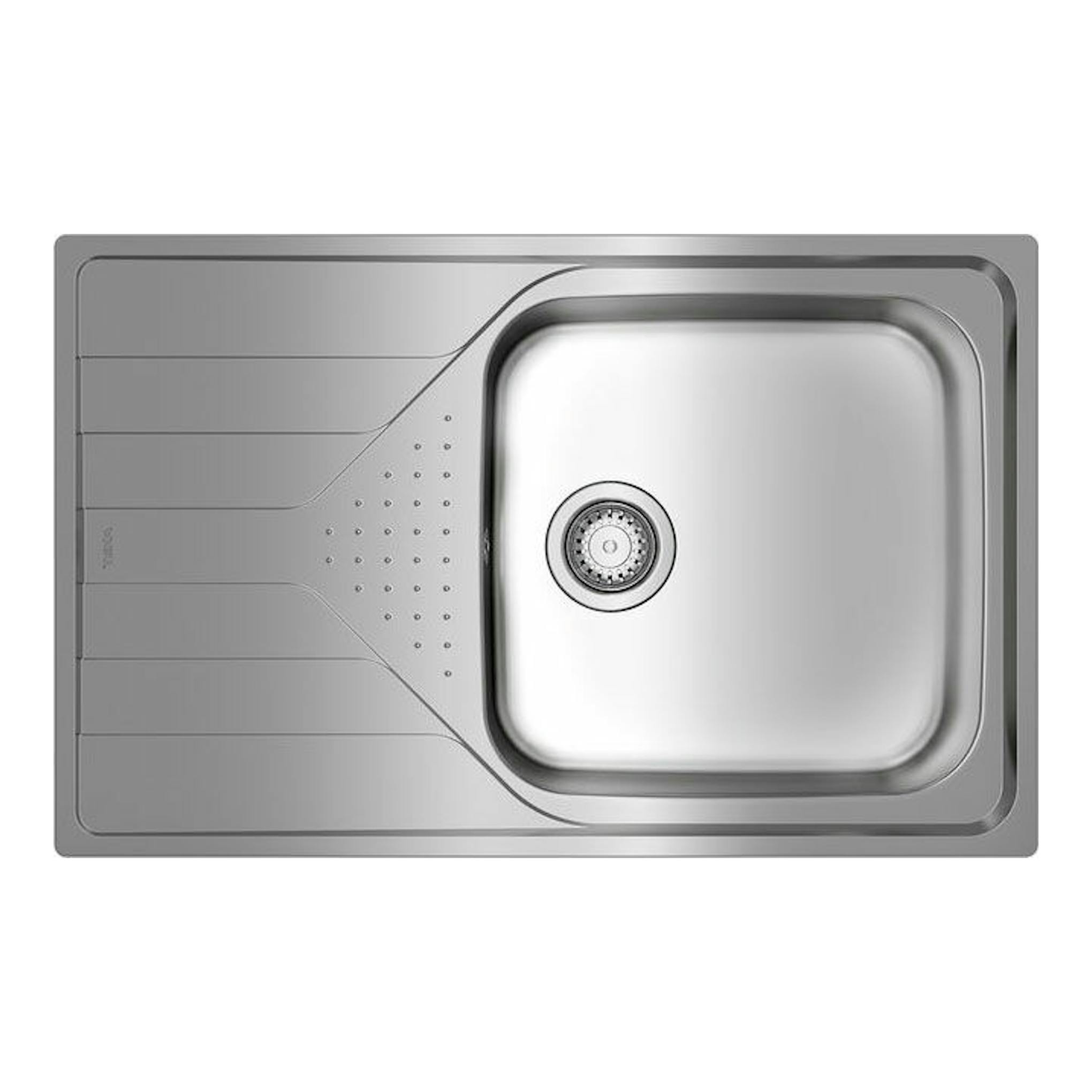 Fregadero Teka Universe 50 T-XP 1C 1E MAX reversible, vista superior en acero inoxidable, una cubeta con escurridor.
