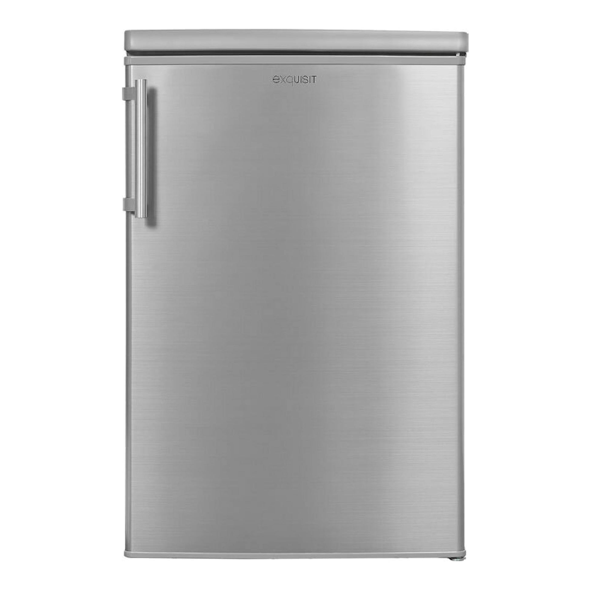 Frigorífico Exquisit KS 16-4-V-H 040E inox, vista frontal, una puerta, color plata.