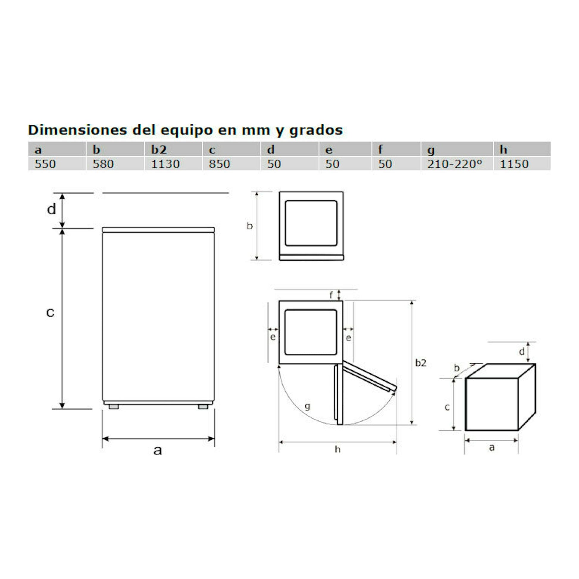 Esquema dimensional de frigorífico Exquisit KS 16-4-V-H 040E inox, vistas frontal, lateral y superior.