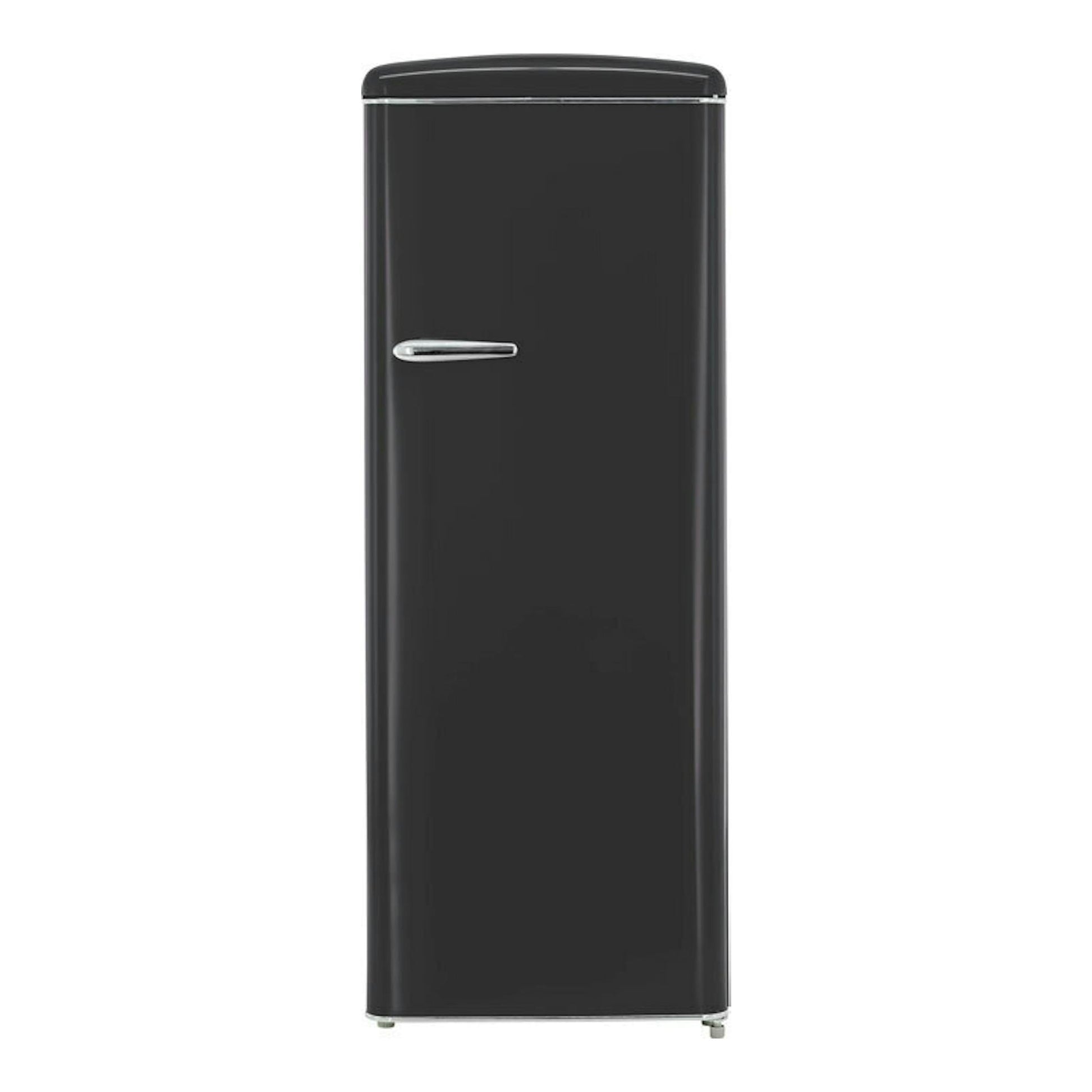 Frigorífico Exquisit RKS325-V-H-161E negro mate, vista frontal de una puerta con tirador cromado.
