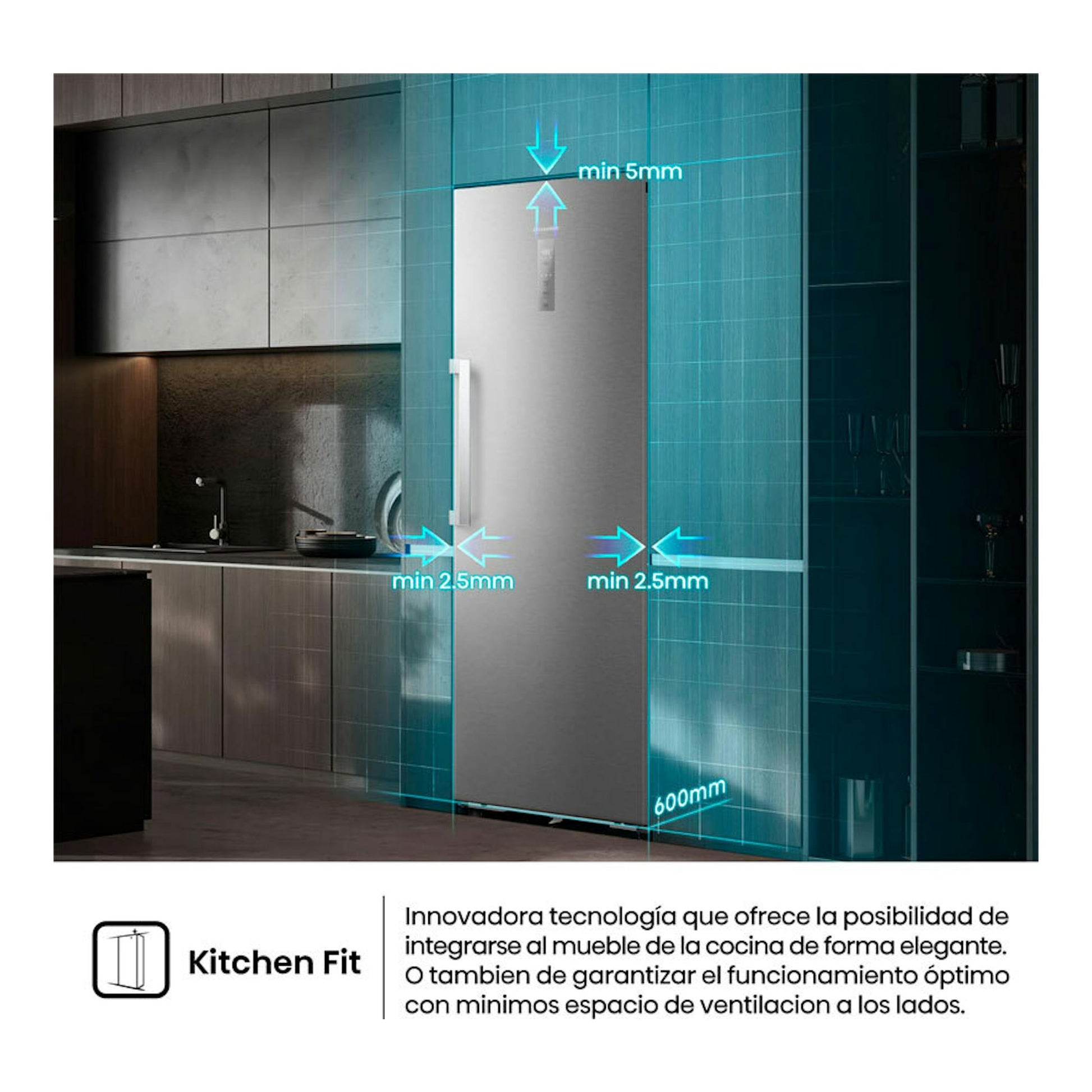 Frigorífico Hisense RL3K370SAIE1 inox de una puerta, vista frontal en cocina moderna.