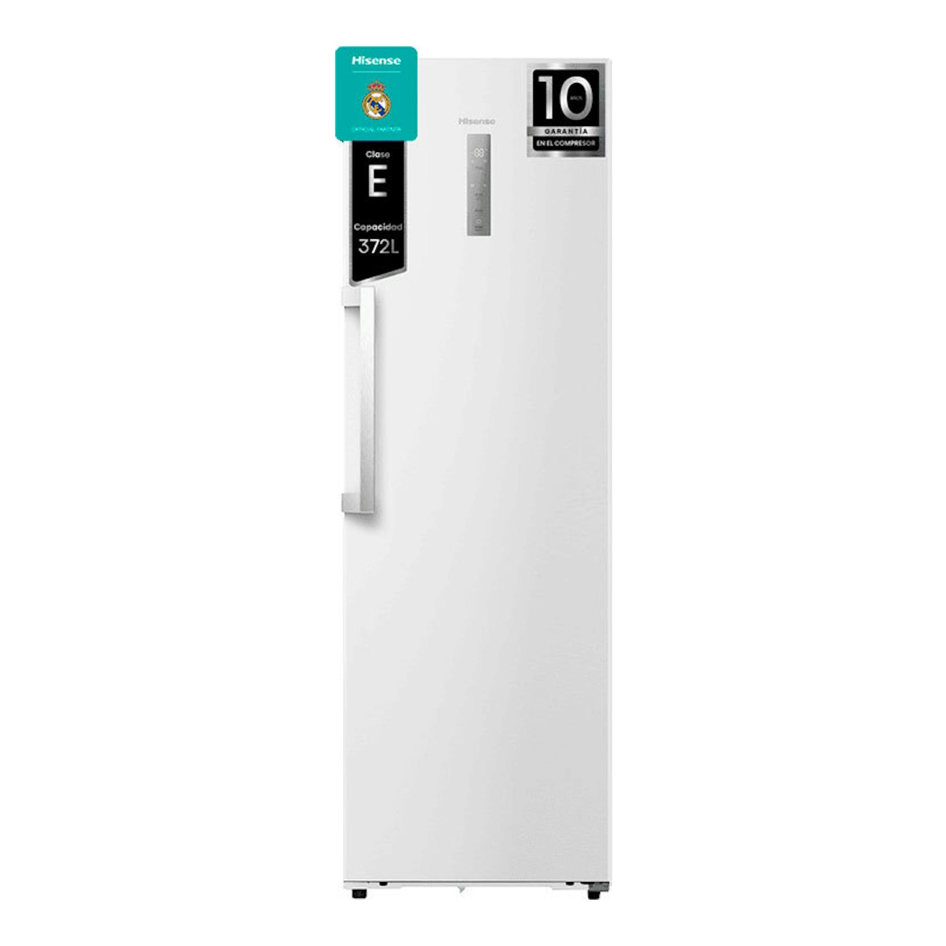 Frigorífico Hisense RL3K370SEWE1 blanco, vista frontal de una puerta, con tirador lateral.