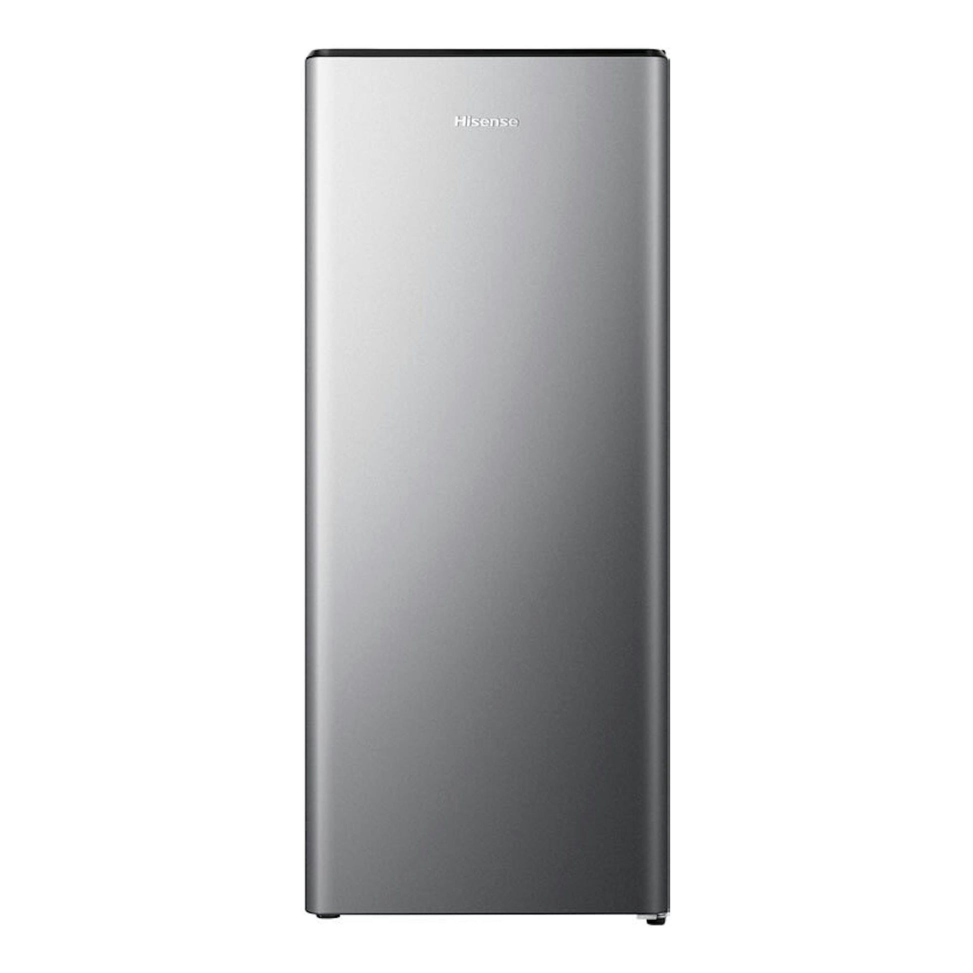 Frigorífico Hisense RR220D4BDE inox, vista frontal de una puerta, acabado plateado.