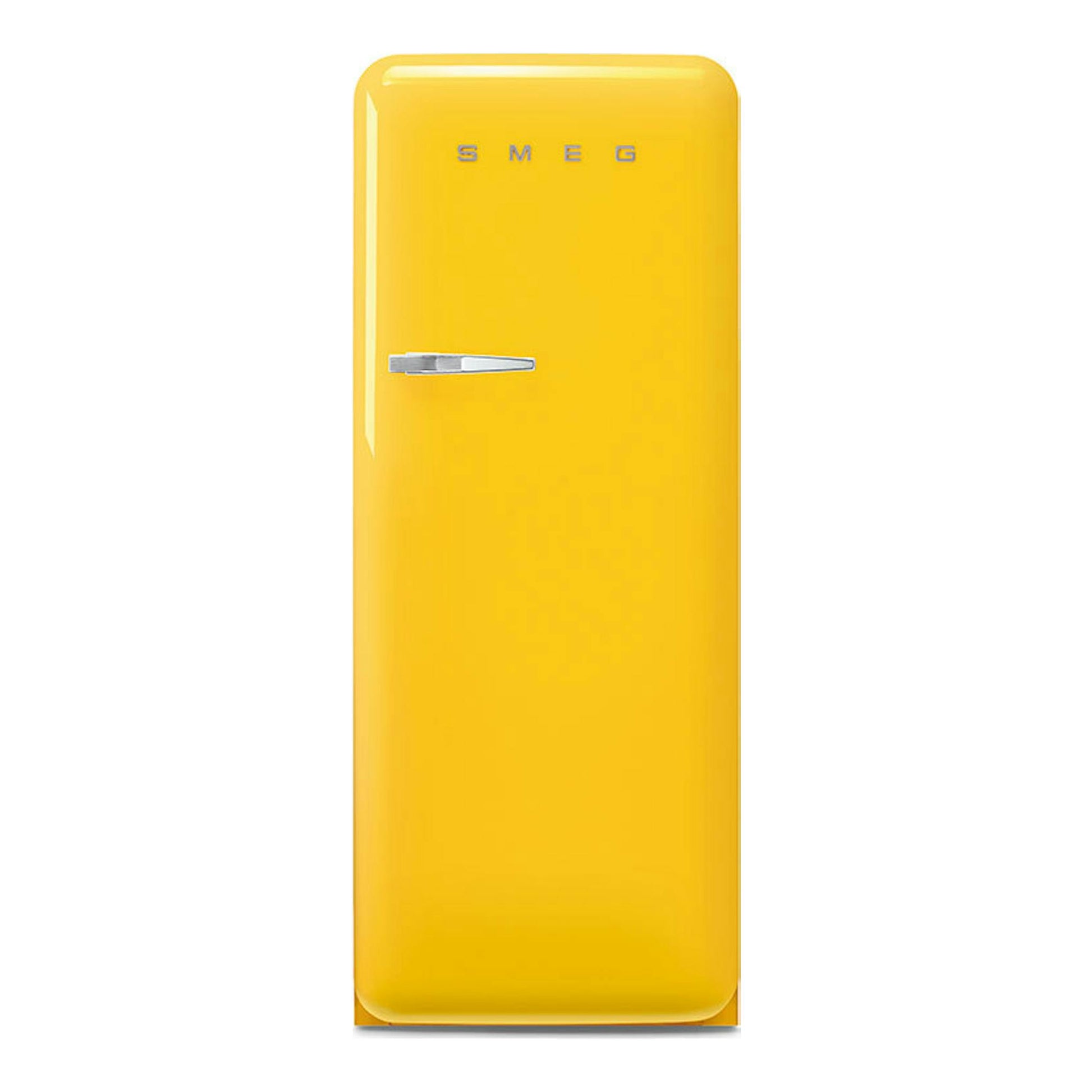 Frigorífico Smeg FAB28RYW6 amarillo, vista frontal de una puerta.