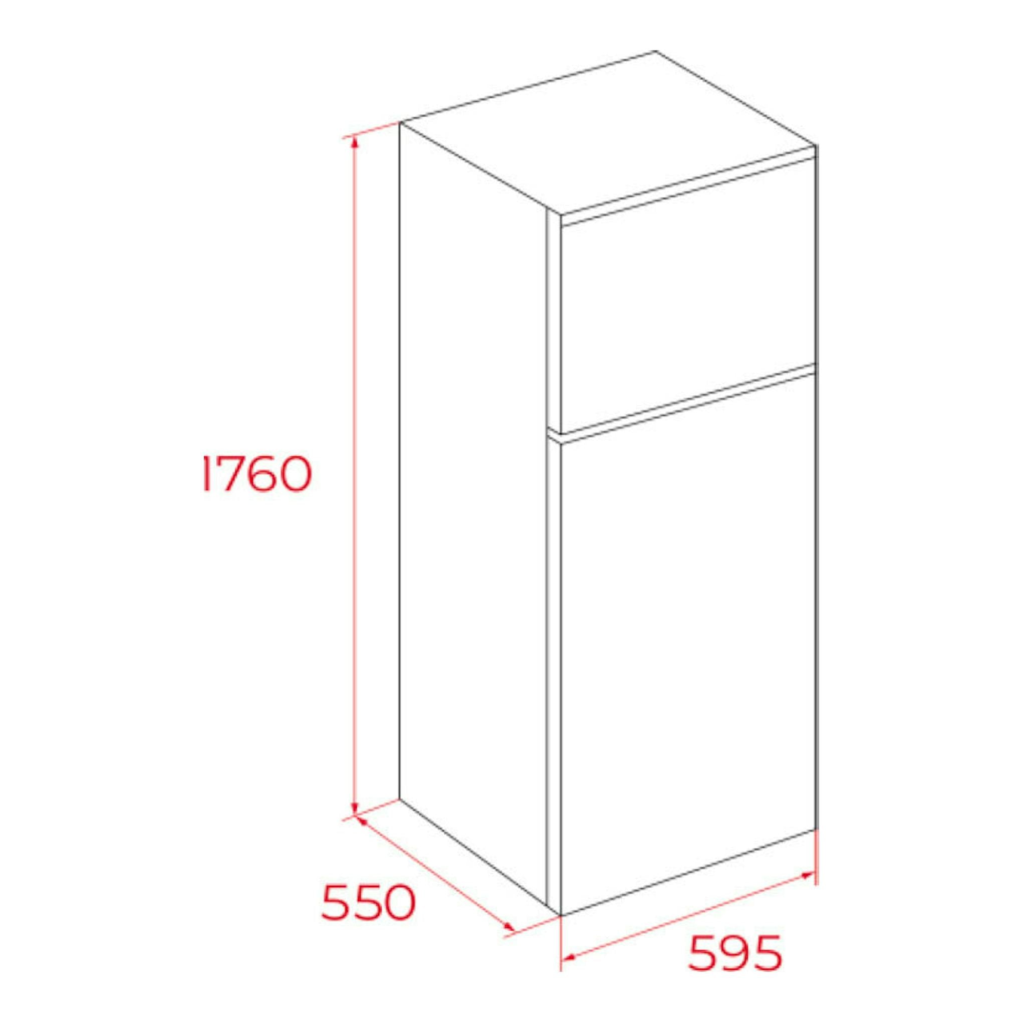 Frigorífico Teka RTF13630 blanco, vista frontal en perspectiva, dos puertas, 1760 x 595 x 550 mm.