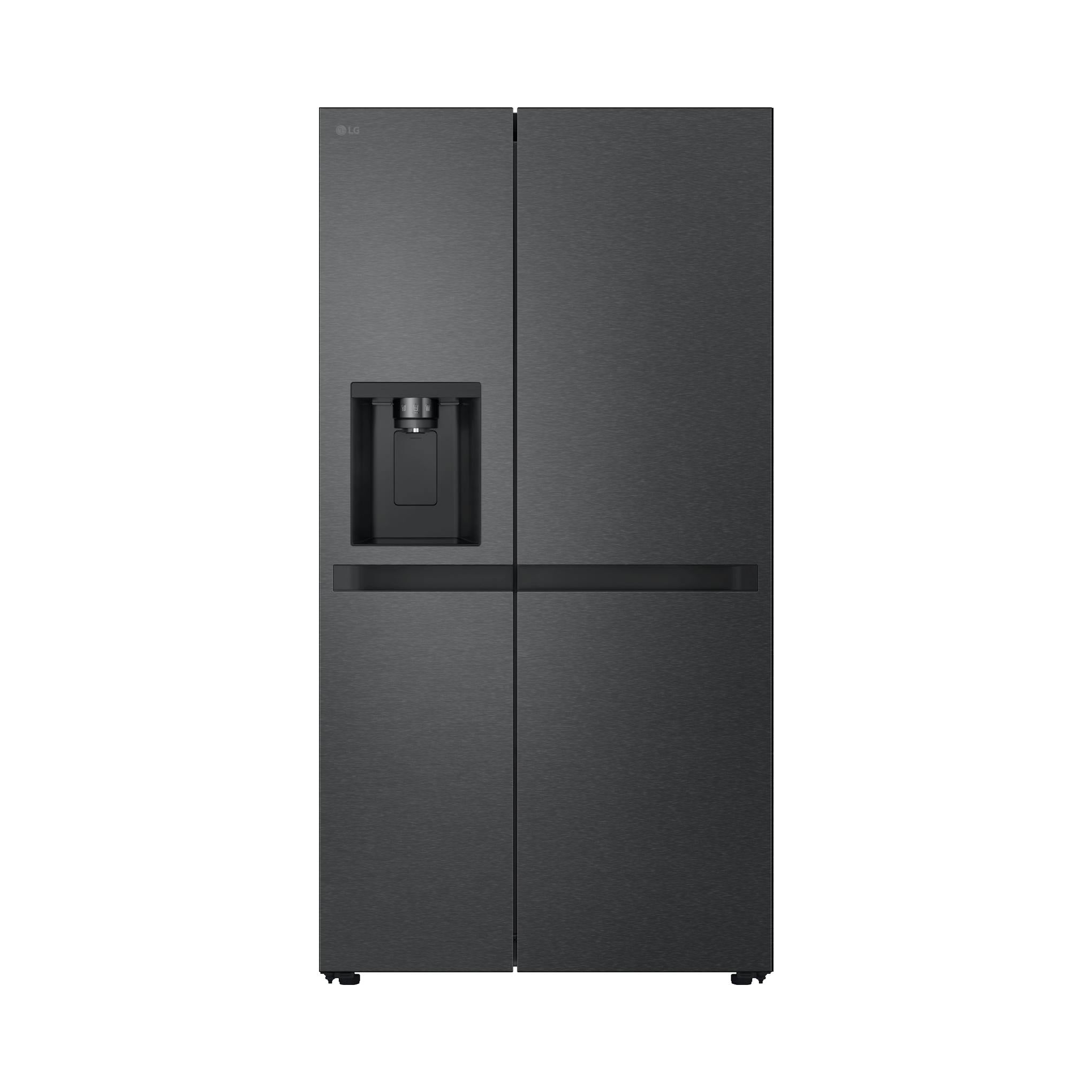 Frigorífico americano LG GSLC41EPPE negro, vista frontal sobre fondo blanco.