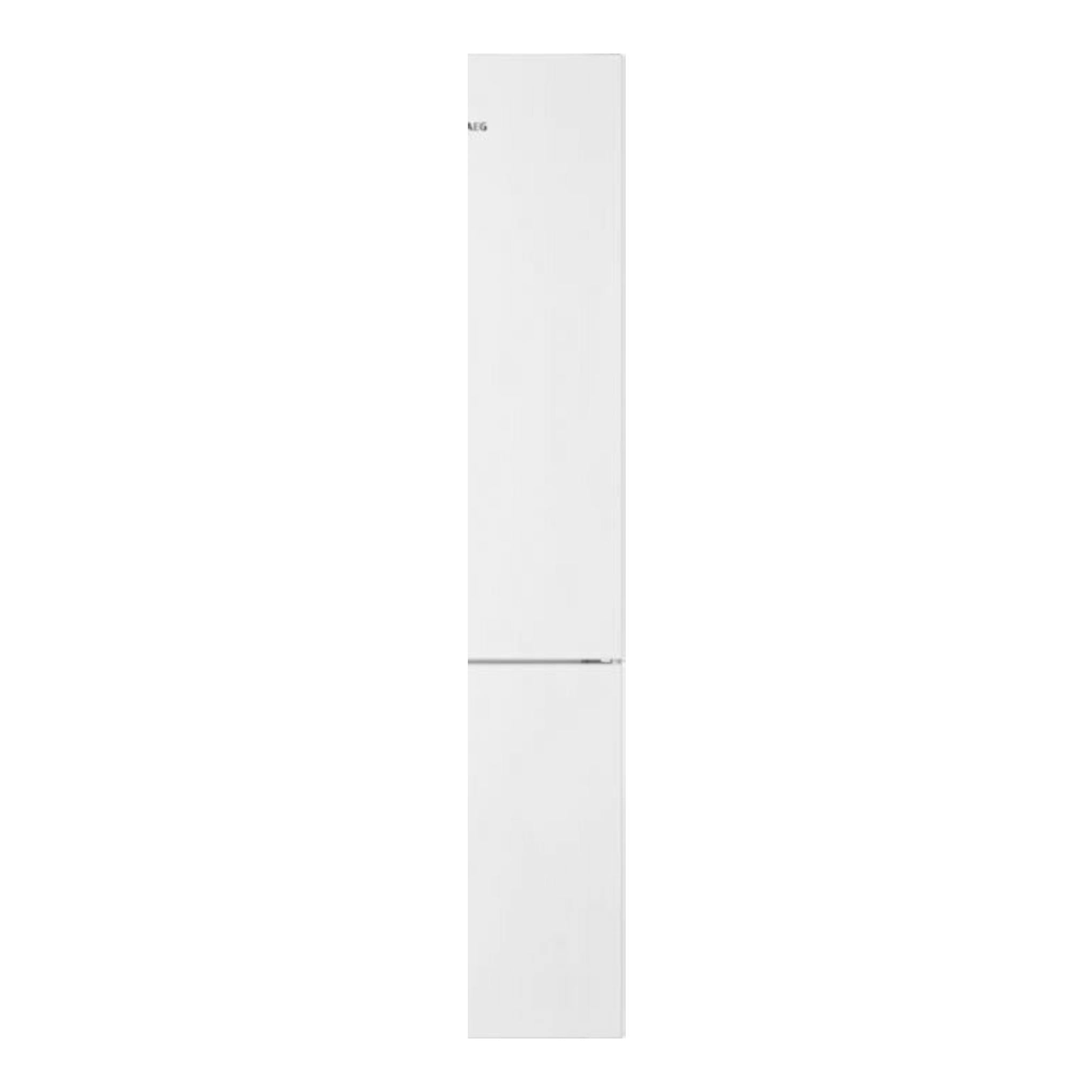 Frigorífico combi AEG ORC6N361EW blanco, vista frontal, dos puertas, sobre fondo blanco.