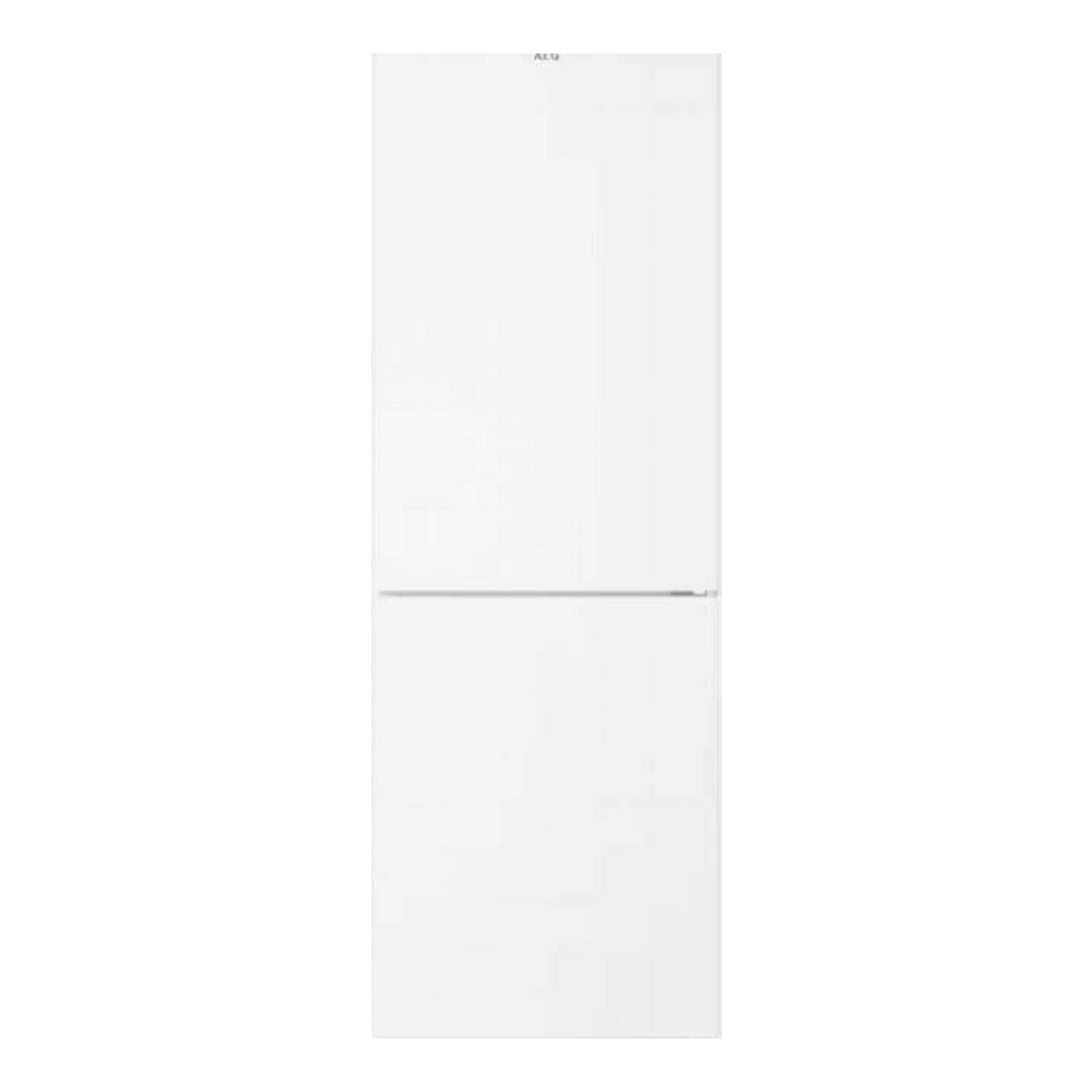 Frigorífico combi AEG RCB632E9MW blanco, vista frontal, de dos puertas.