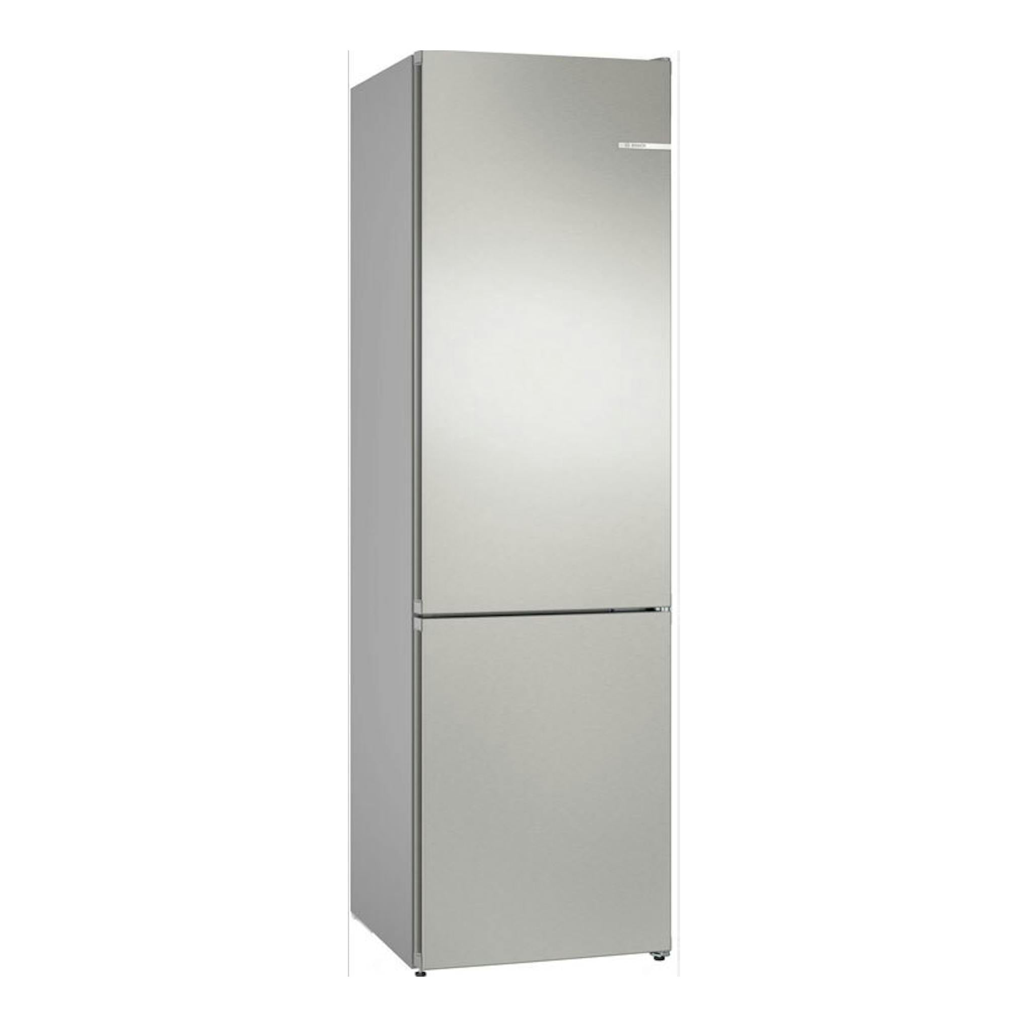 Frigorífico combi Bosch KGN36VIDB en acero inoxidable, vista frontal ligeramente lateral.