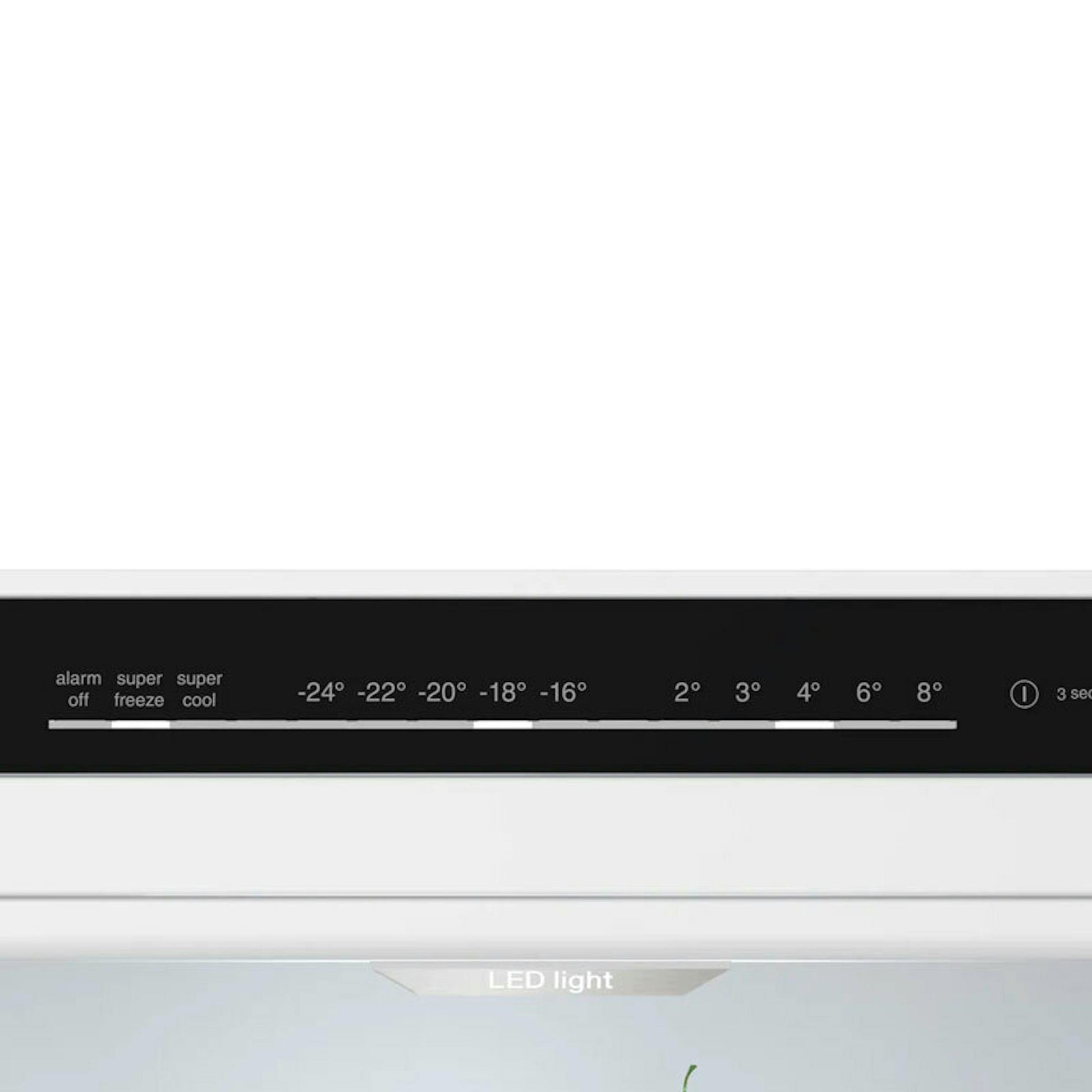 Bosch KGN392XCF, panel de control y luz LED de un frigorífico combi
