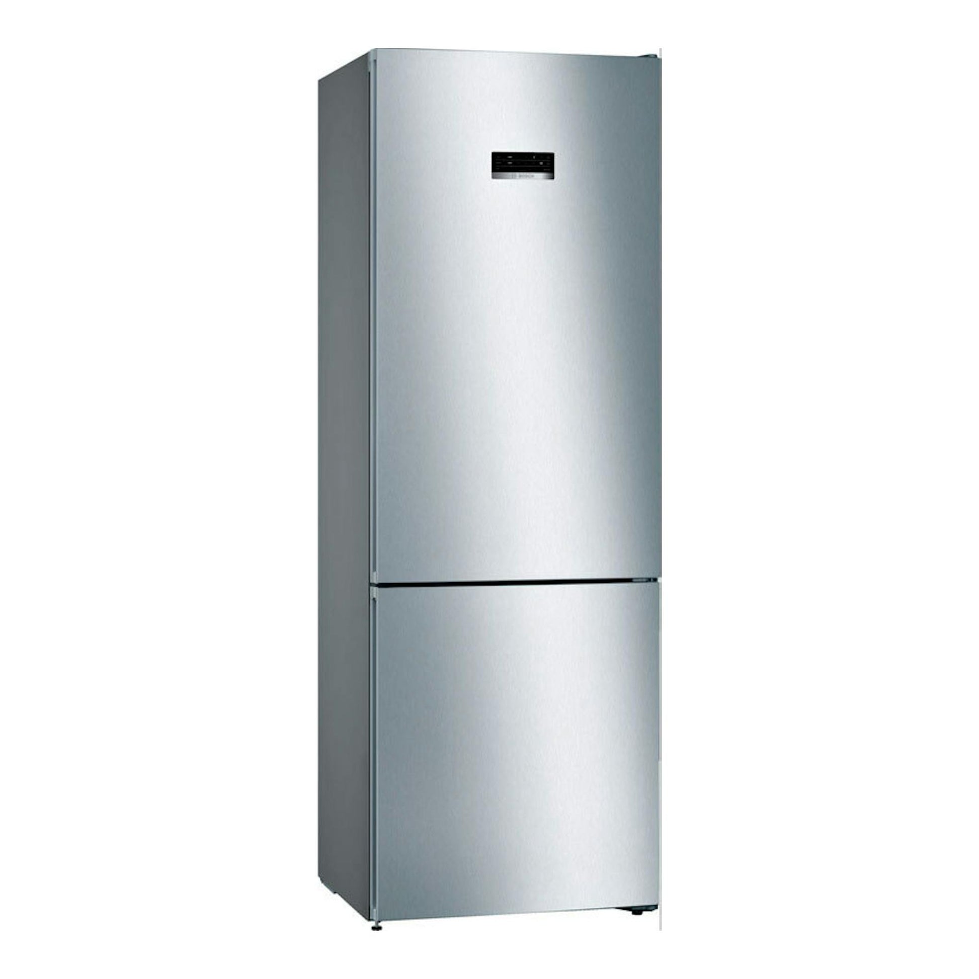Frigorífico combi Bosch KGN49XIEA de acero inoxidable, vista frontal ligeramente lateral.