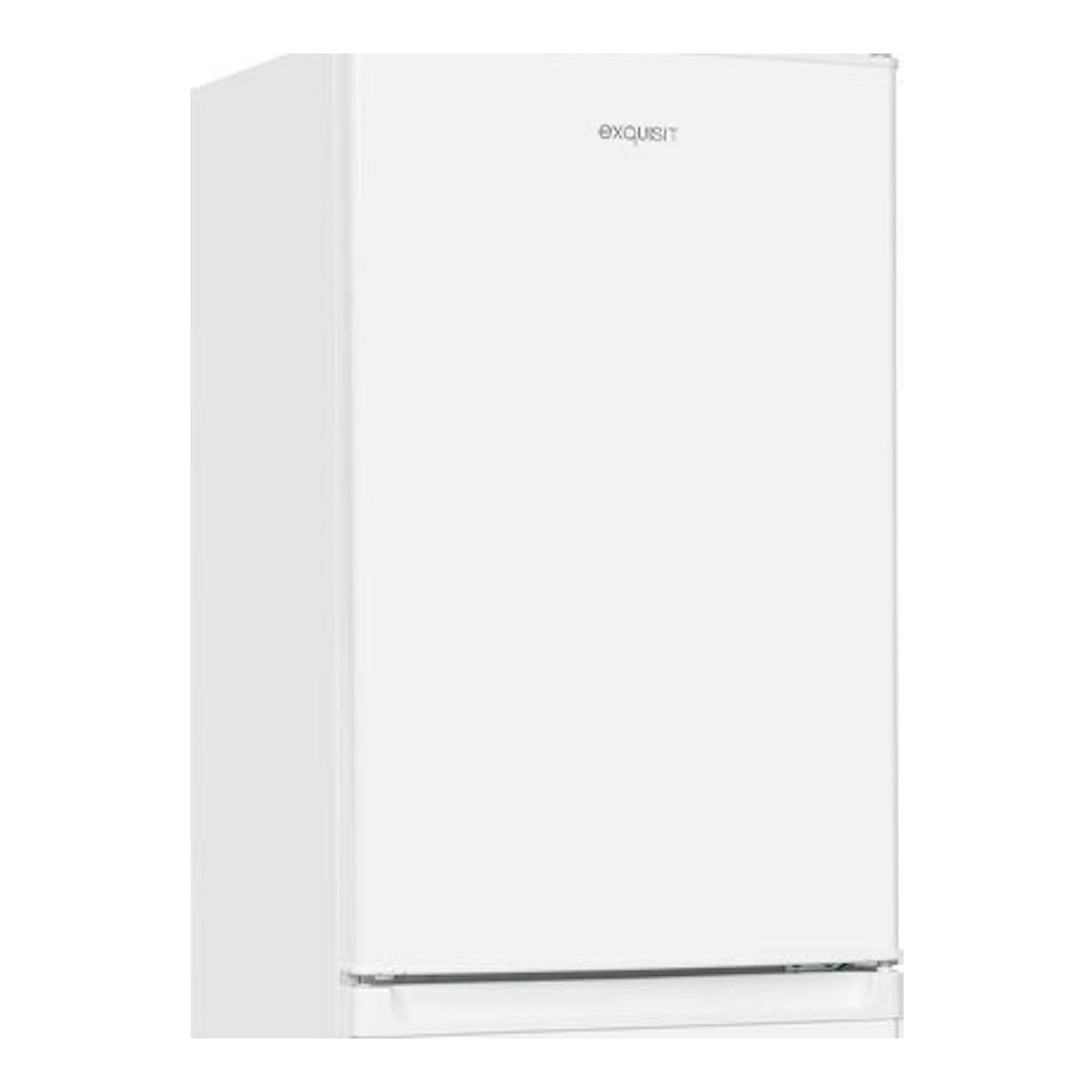Frigorífico combi Exquisit KGC232-60-E-040E blanco, vista frontal ligeramente lateral izquierda.