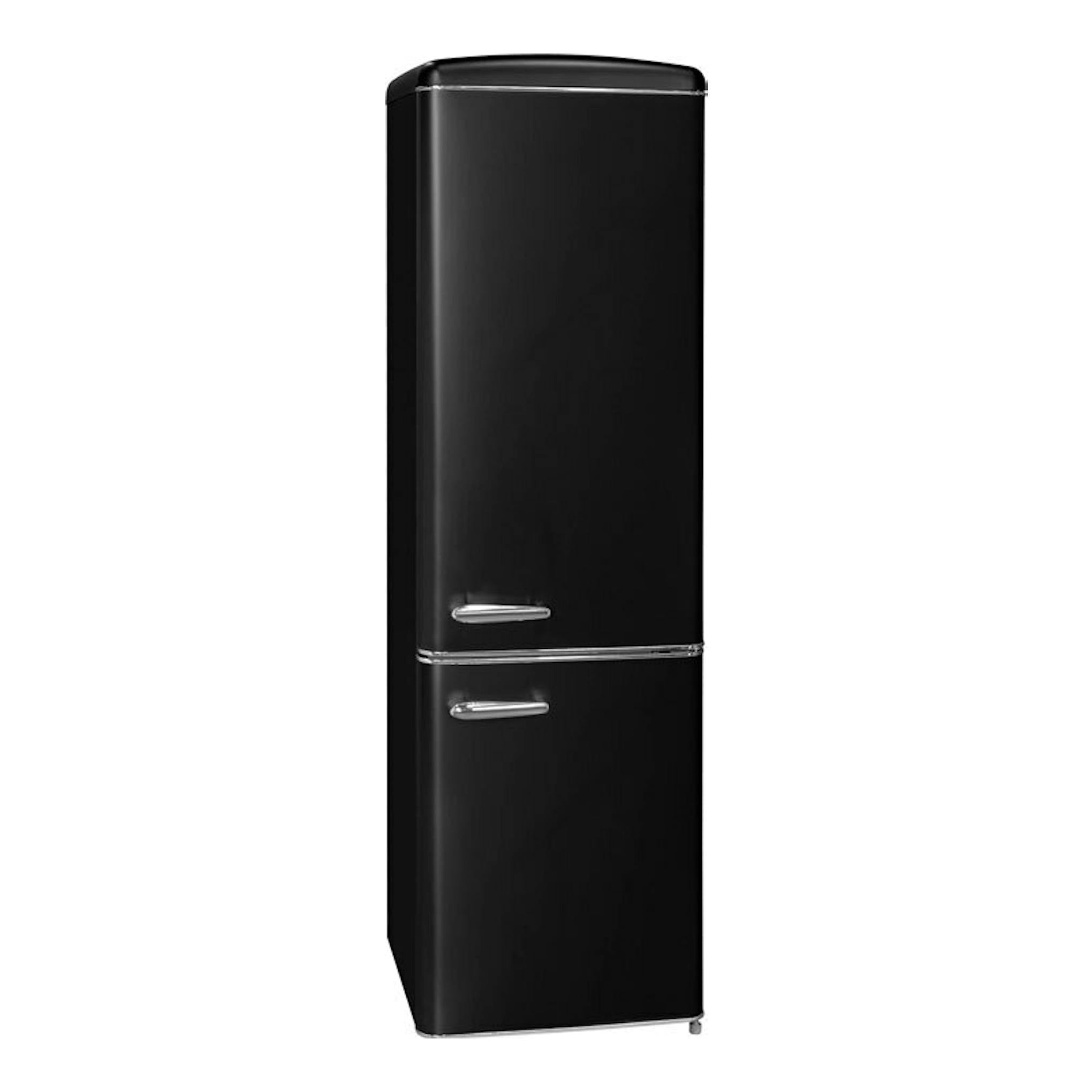 Frigorífico combi Exquisit RKGC250-70-H-160E negro mate, vista frontal.