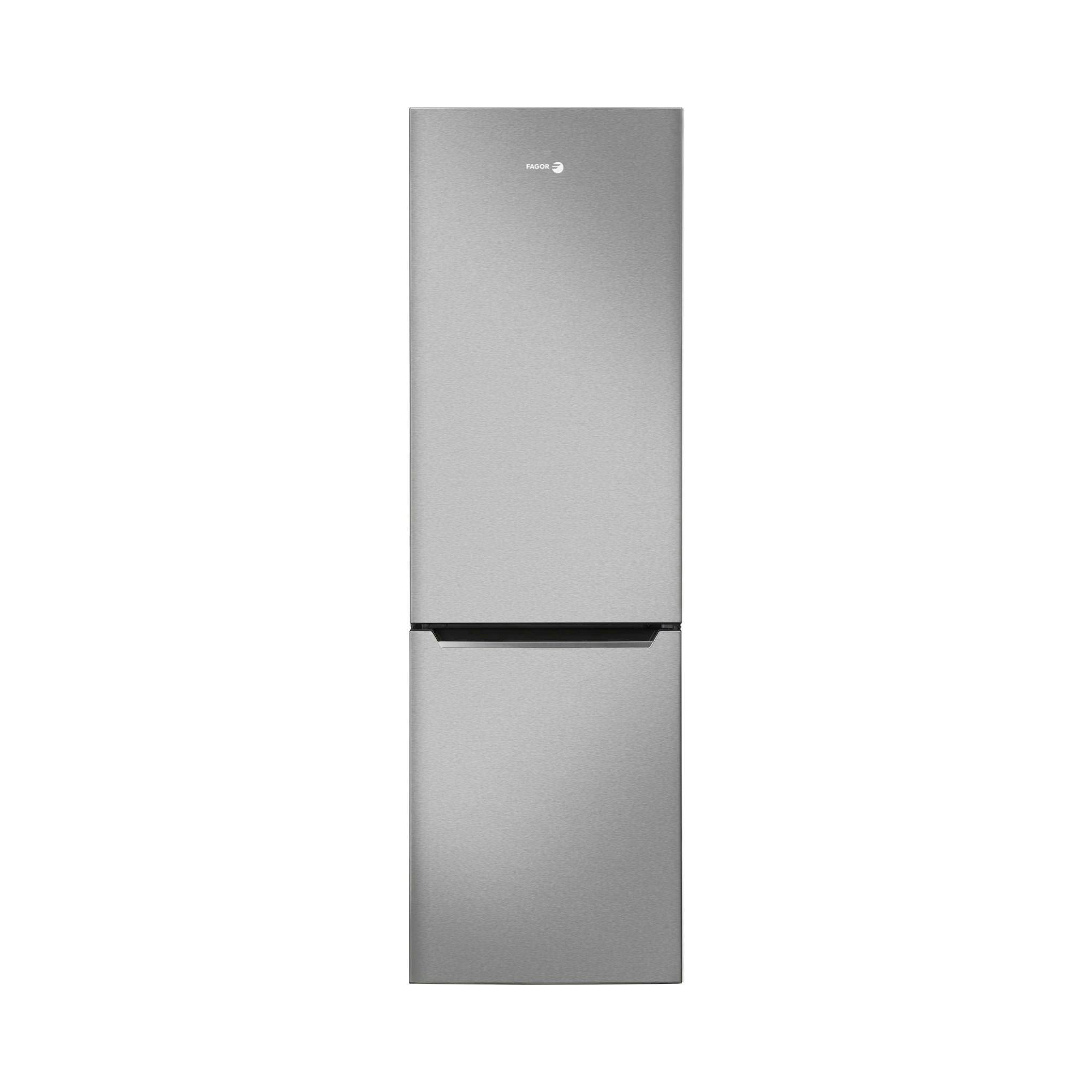 Frigorífico combi Fagor 3FFK-5510X en inox, vista frontal sobre fondo blanco.