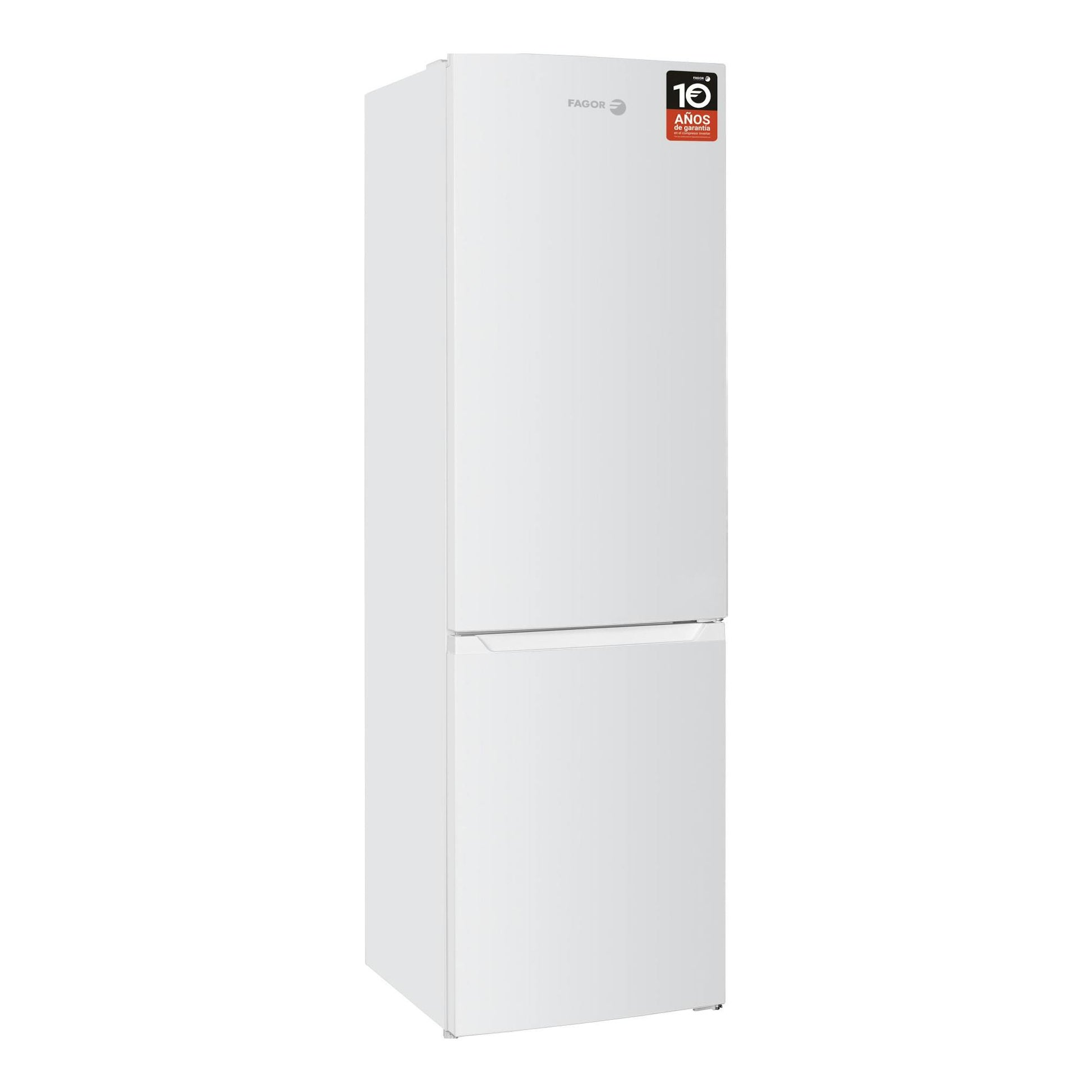 Frigorífico combi Fagor 3FFK-5527 blanco, vista frontal en ángulo, con dos puertas.