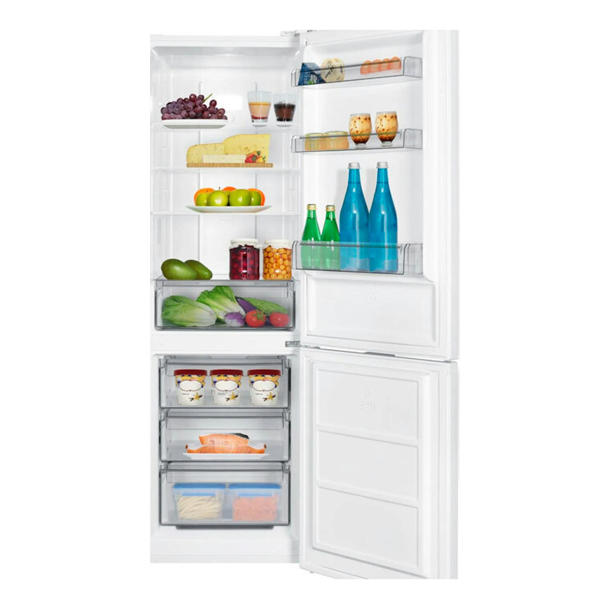 Frigorífico combi Fagor 3FFK-6637 blanco, vista frontal con puertas abiertas y compartimentos visibles.