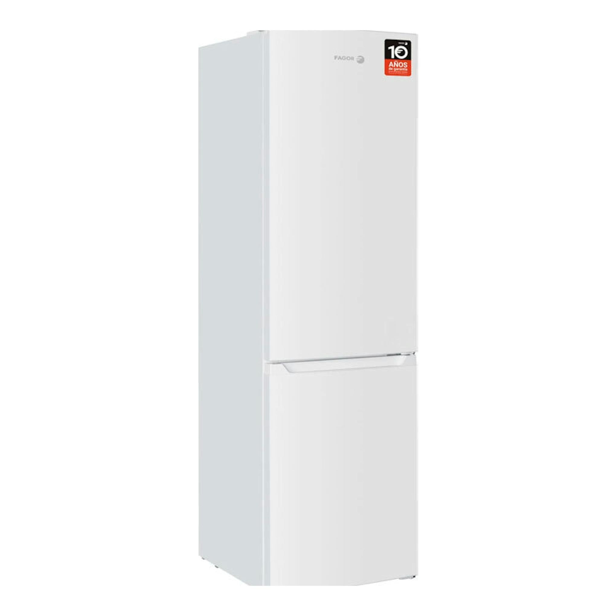 Frigorífico combi Fagor 3FFK-6637 blanco, vista frontal izquierda sobre fondo blanco.