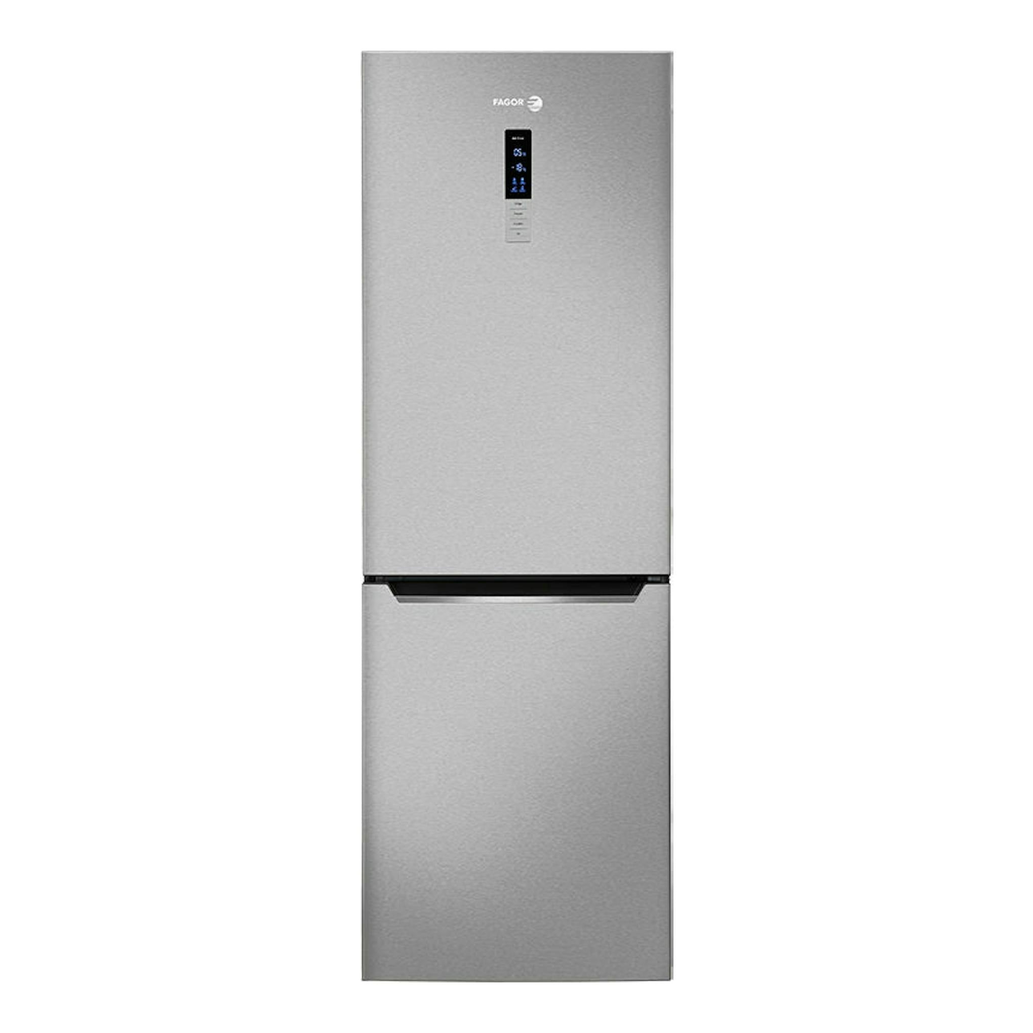 Frigorífico combi Fagor 3FFK-6645X inox, vista frontal, con panel digital en la puerta.