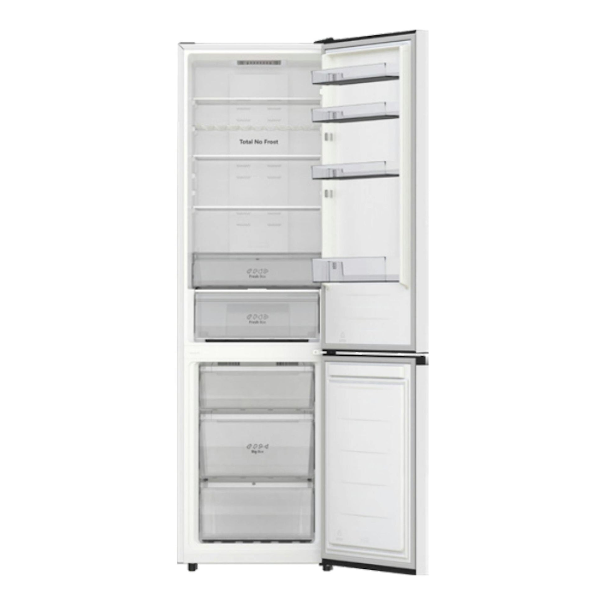 Frigorífico combi Hisense RB440N4AWA blanco, vista frontal con puertas abiertas