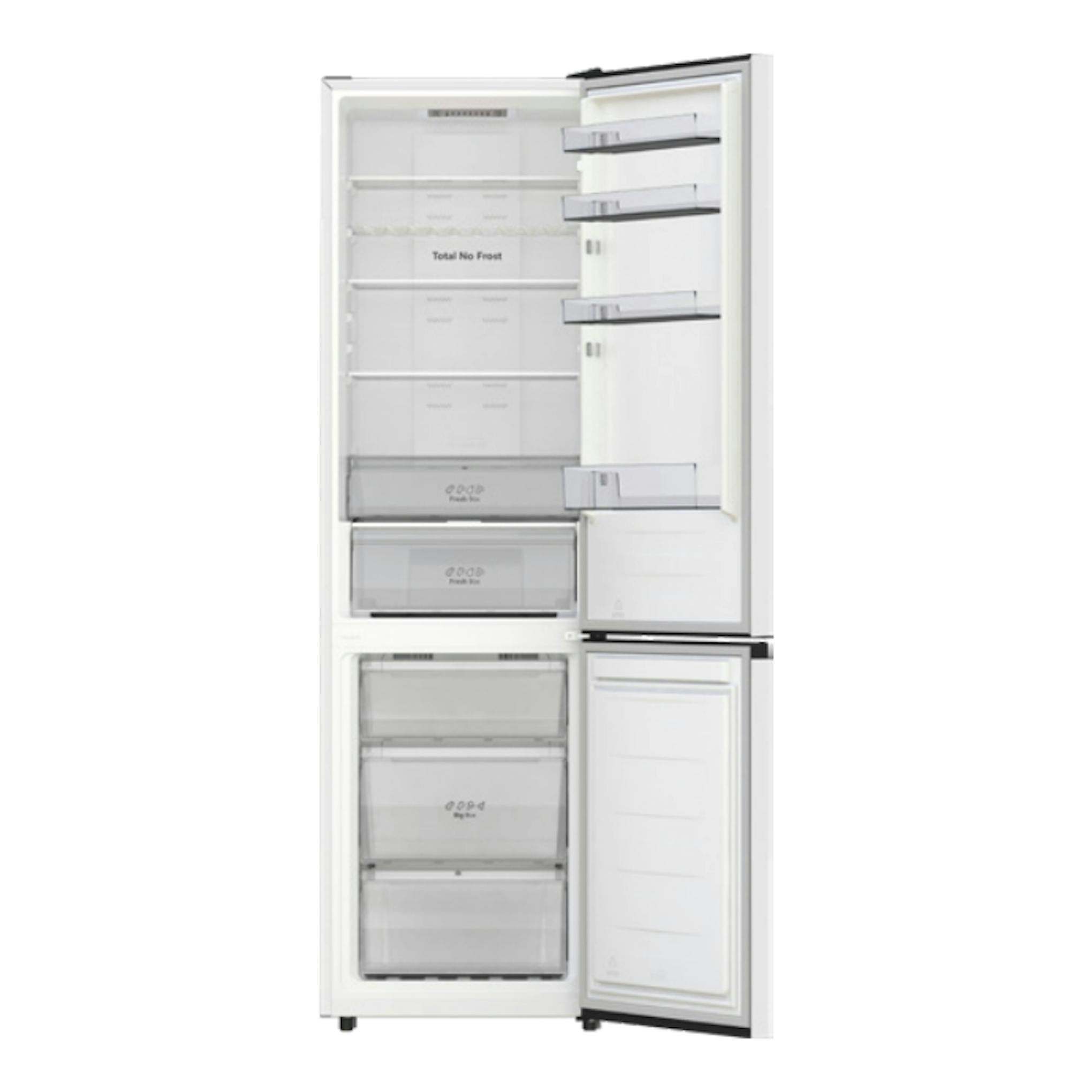 Frigorífico combi Hisense RB440N4AWA blanco, vista frontal con puertas abiertas