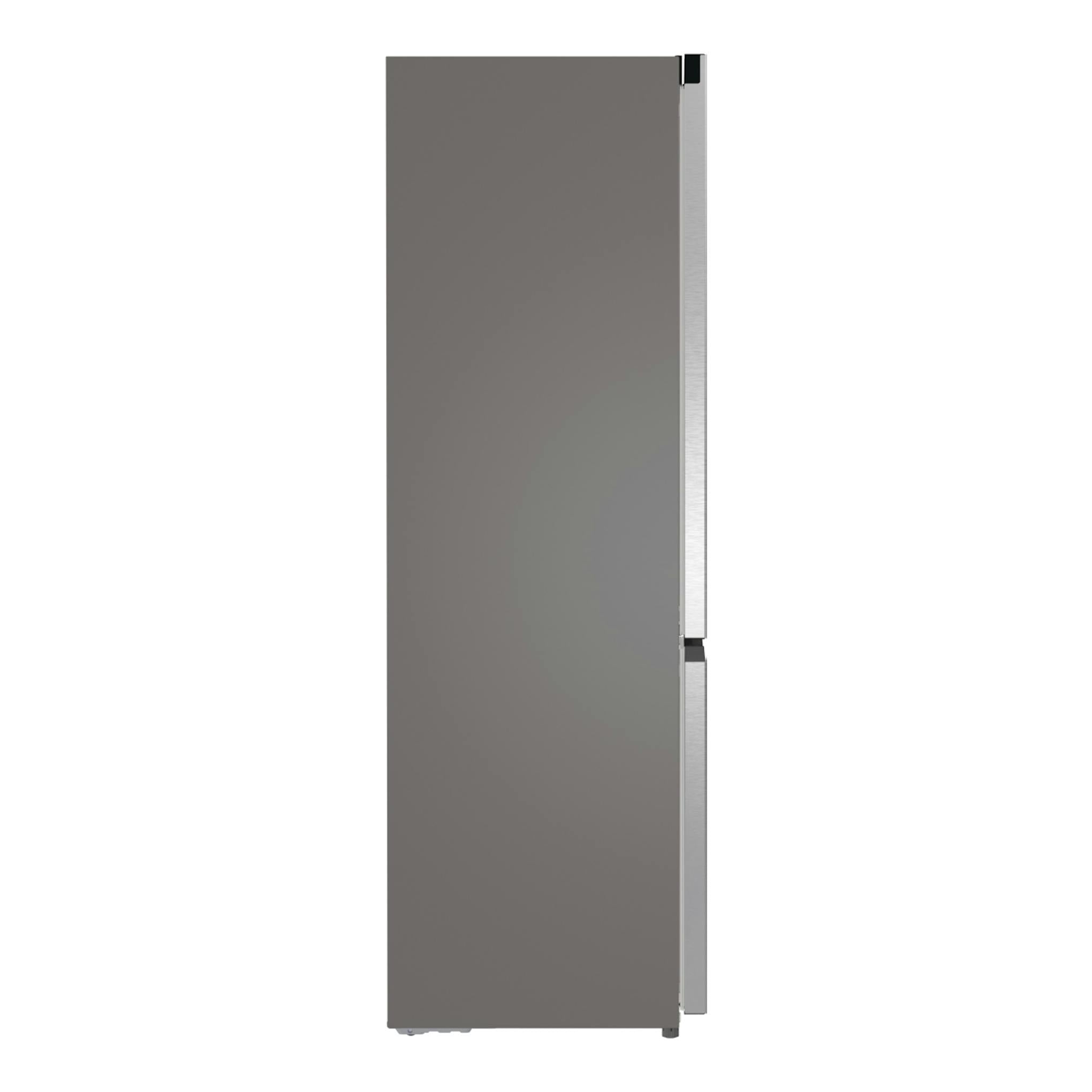 Frigorífico combi Hisense RB5P410SACA en inox, vista frontal, con asa integrada en el lateral derecho.