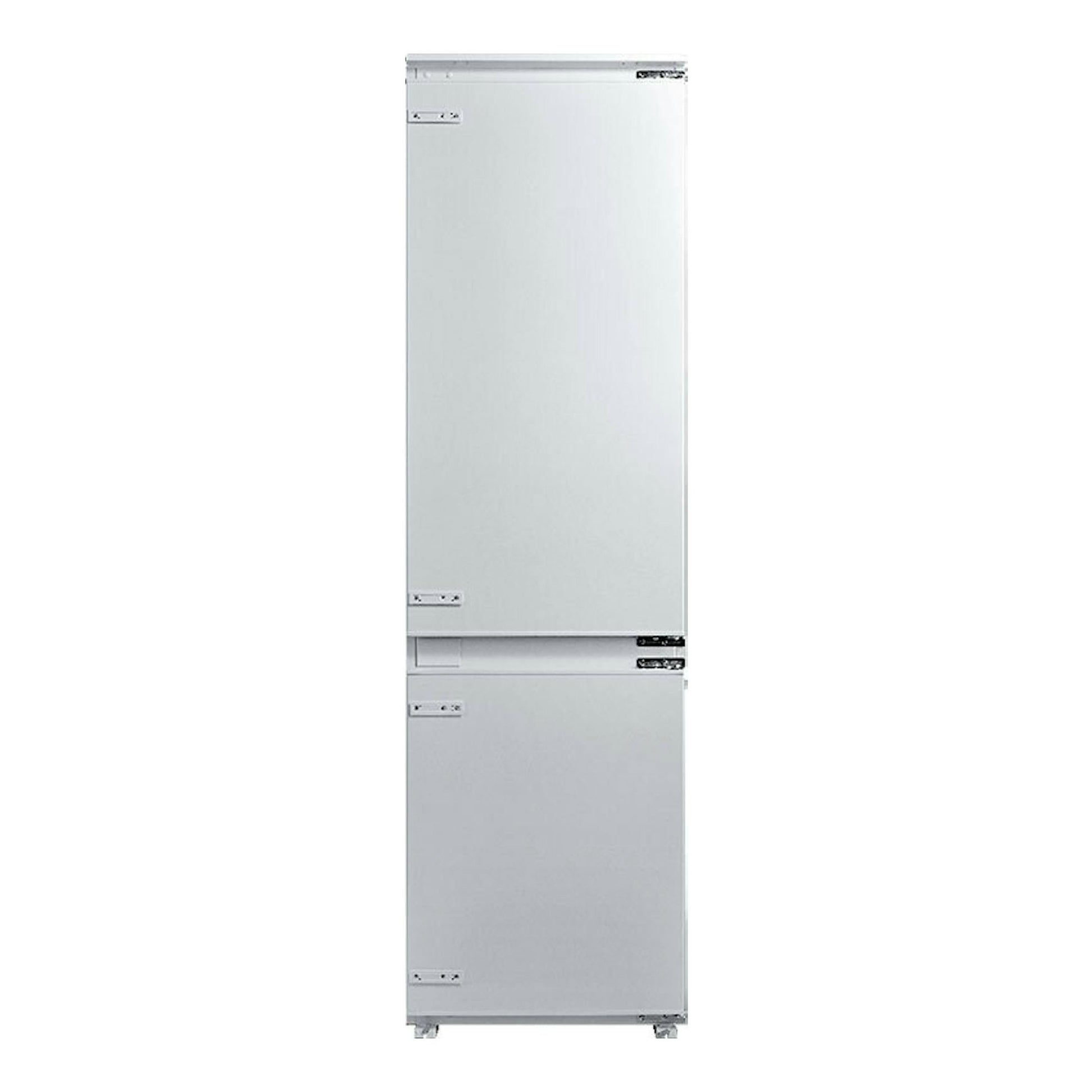 Frigorífico combi integrable Teka RBF78385FI, blanco, vista frontal, con dos puertas y soportes visibles.