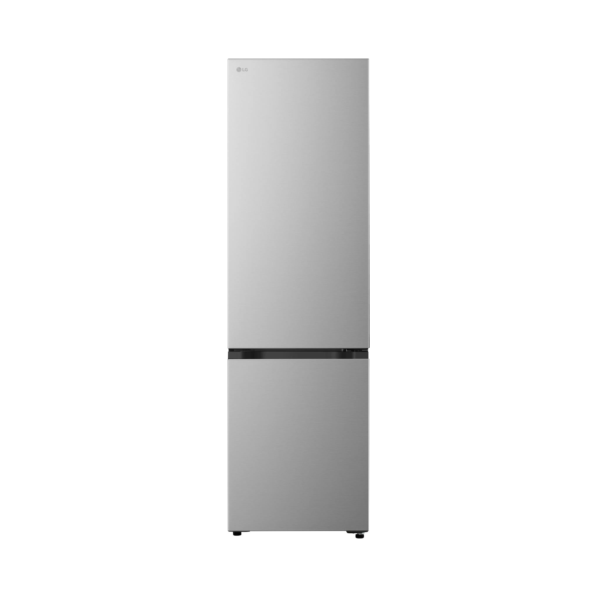 Frigorífico combi LG GBBS322BPY inox, vista frontal sobre fondo blanco.