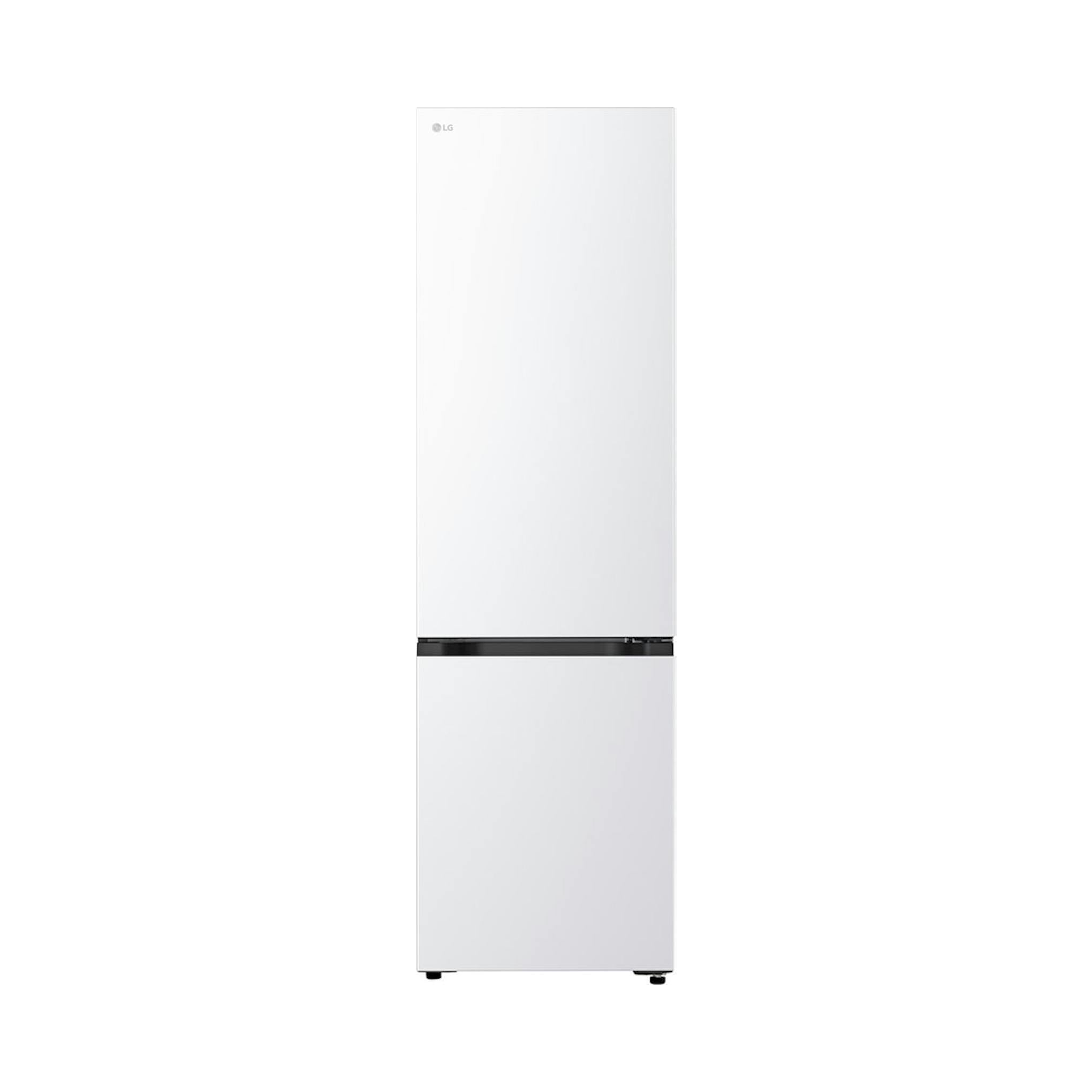 Frigorífico combi LG GBBS322BSW blanco, vista frontal sobre fondo blanco.