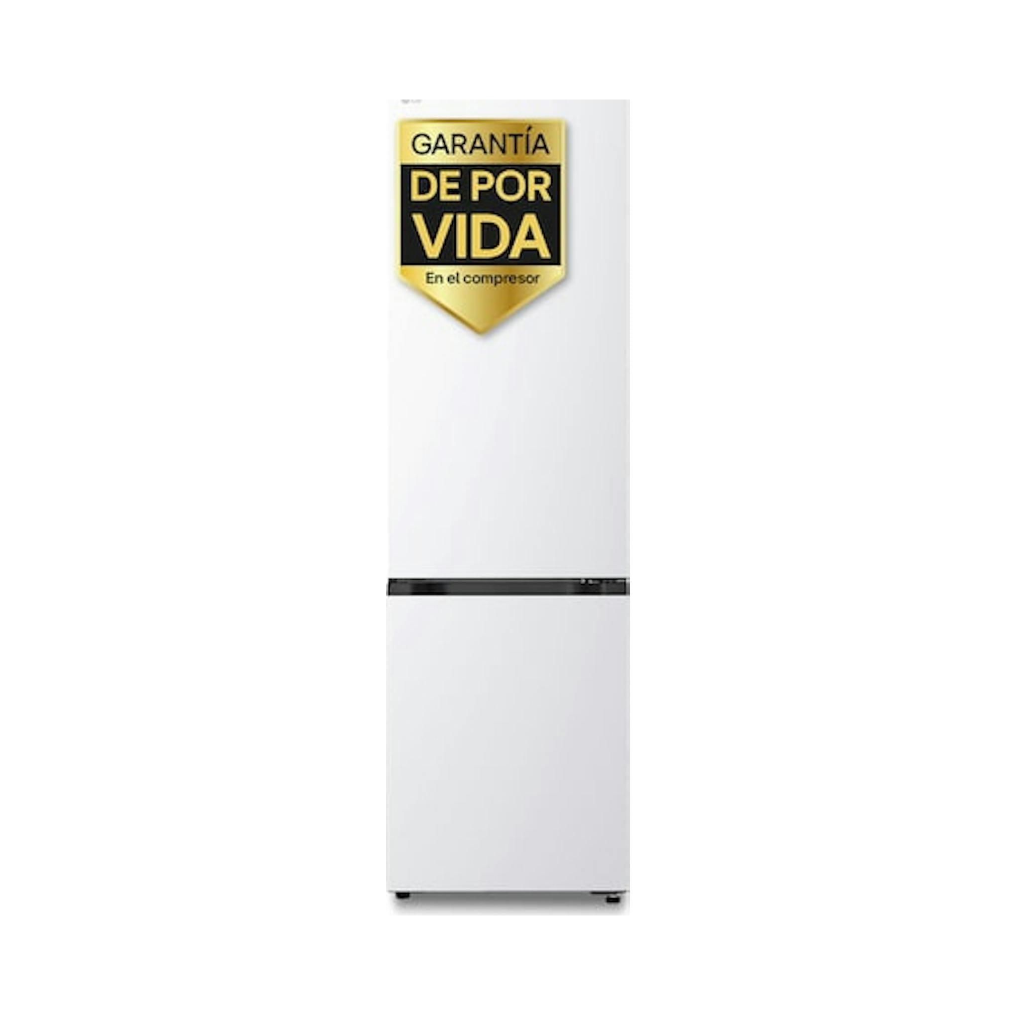 Frigorífico combi LG GBBS322CSW blanco, vista frontal sobre fondo blanco.